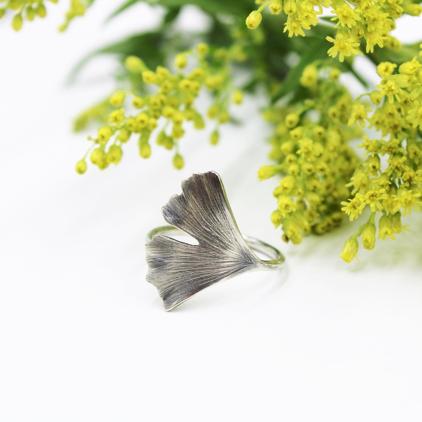 Gingko Breeze Rings: Sterling Silver Gingko Leaves