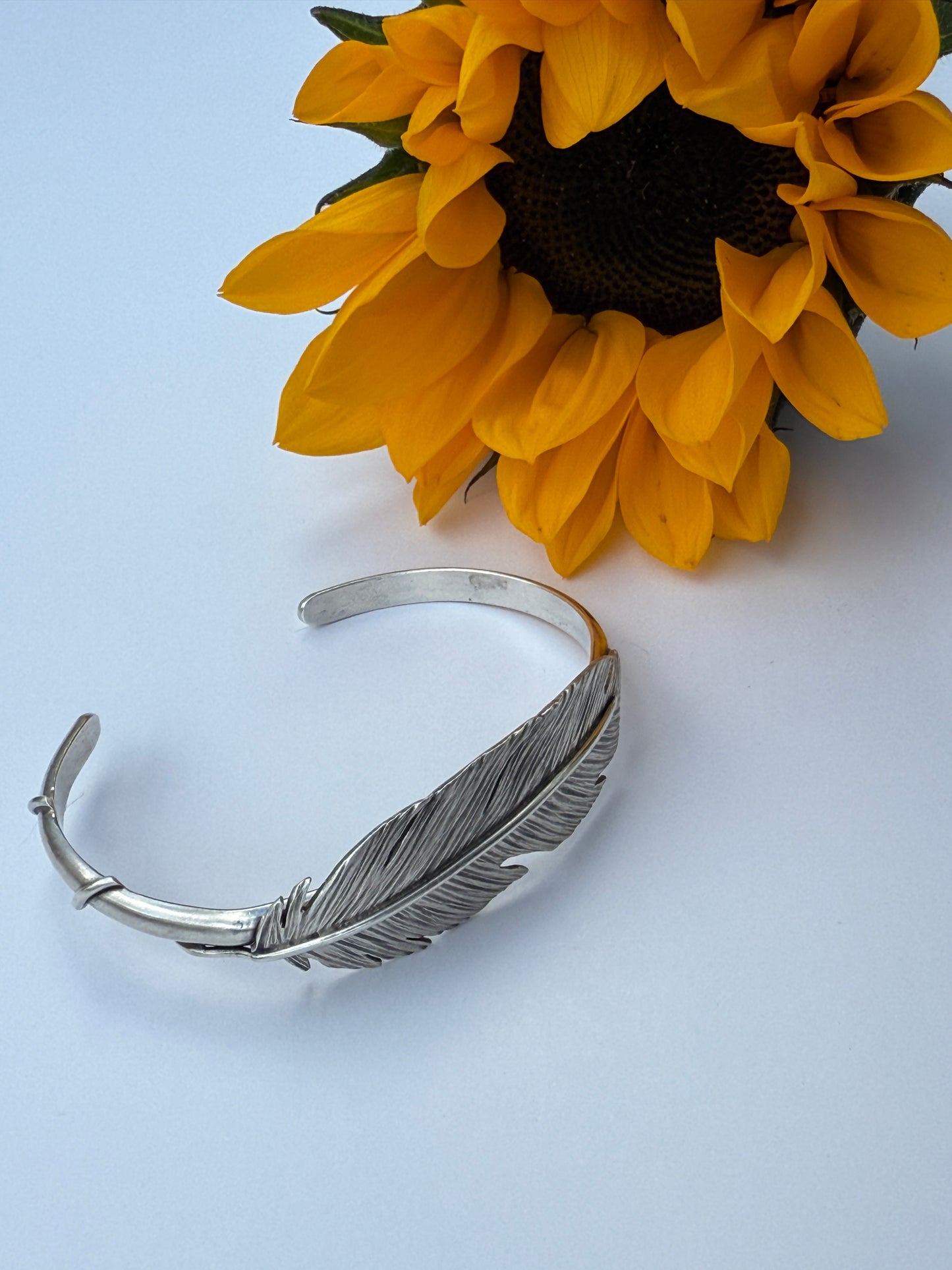 Winged Feather Cuff: Sterling Silver