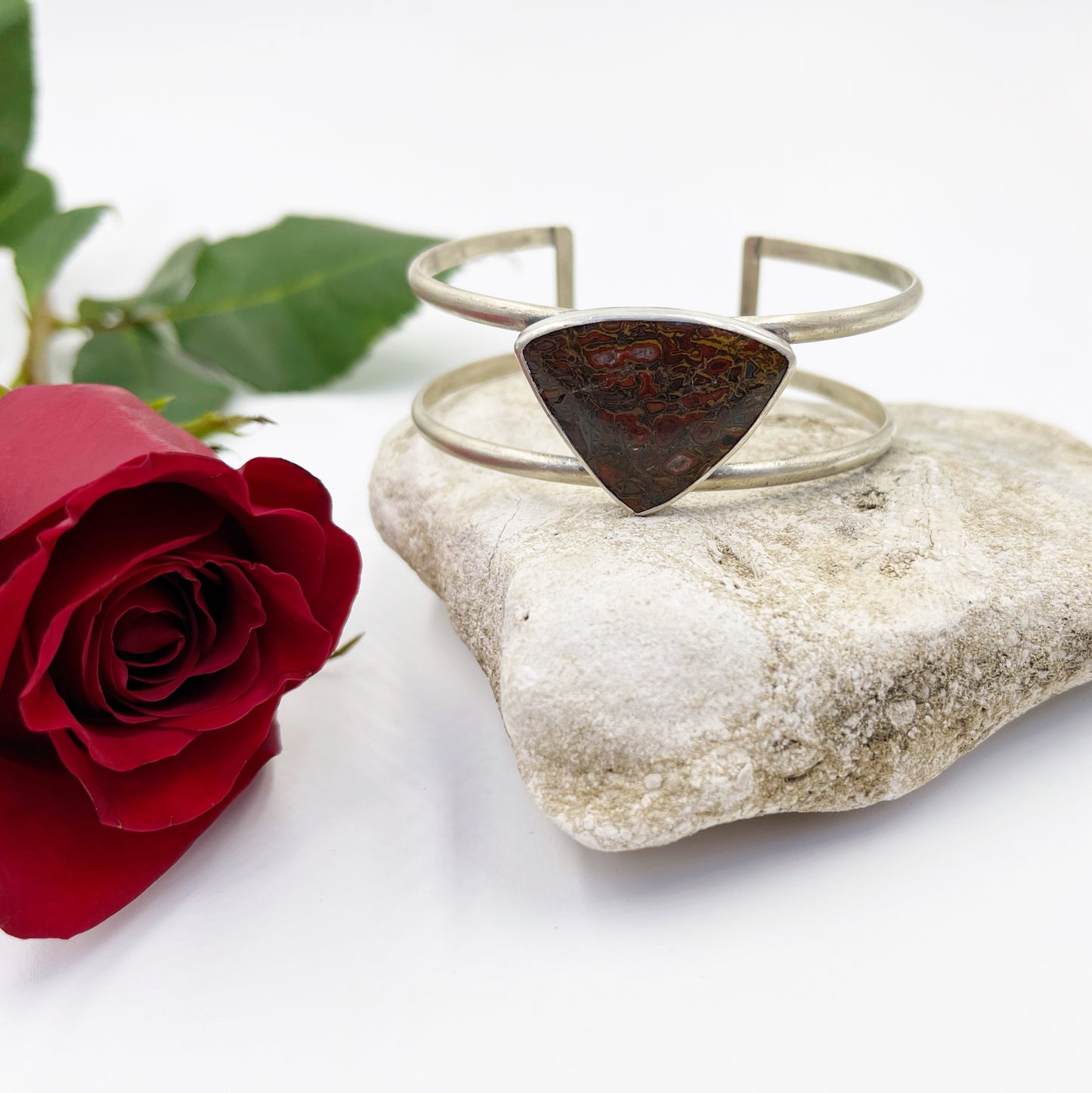 Ancient Earth Cuff: Sterling Silver and Dinosaur Bone