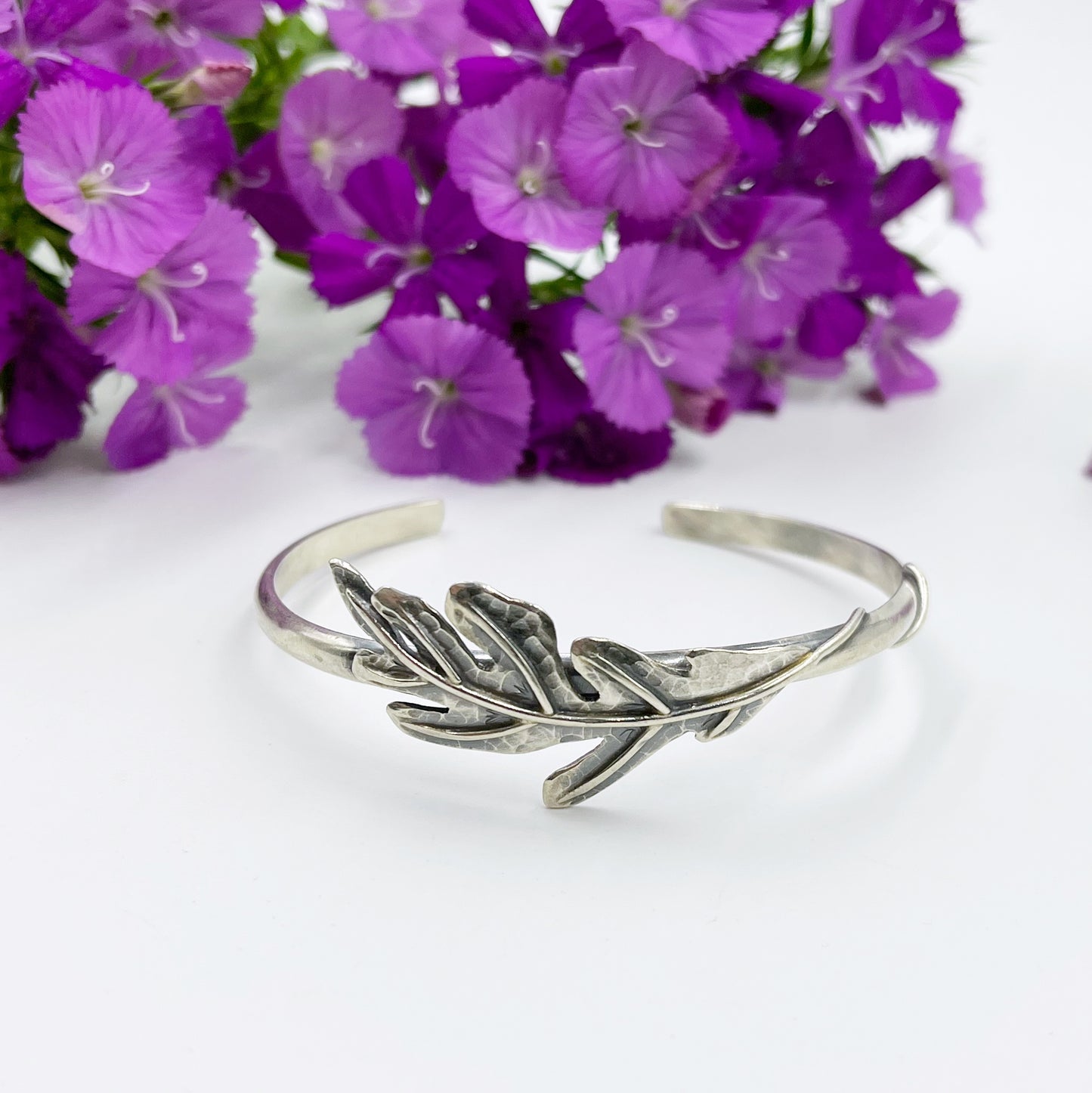 Steadfast Strength: Sterling Silver Handcrafted Oak Leaf Cuff