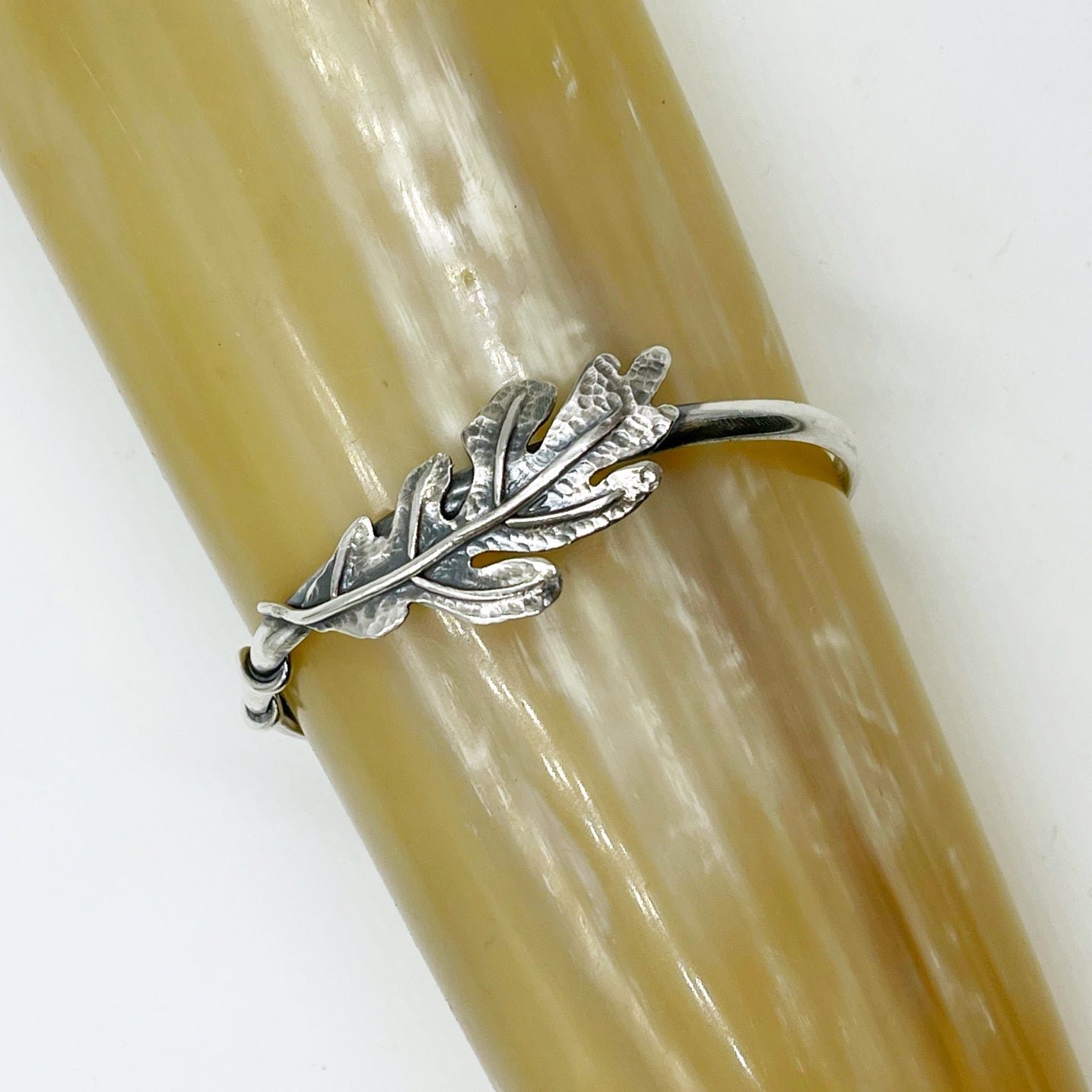 Steadfast Strength: Sterling Silver Handcrafted Oak Leaf Cuff