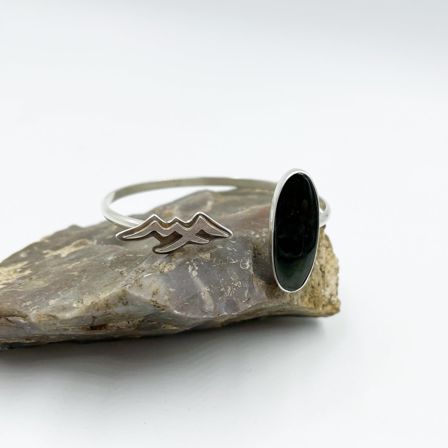 Summit Path Cuff: Sterling Silver & Wyoming Jade