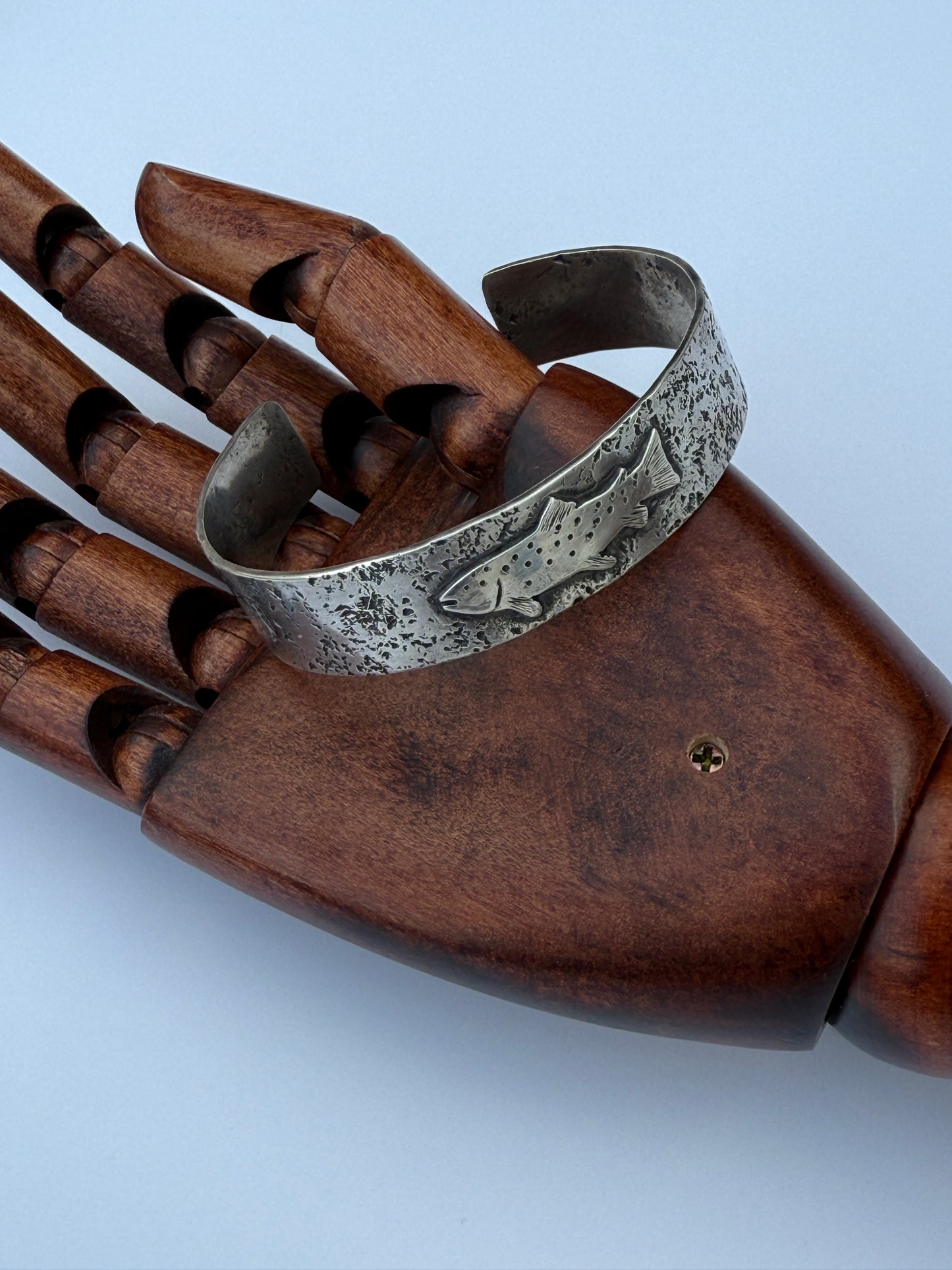 Riverborn Cuff: Sterling Silver Brook Trout