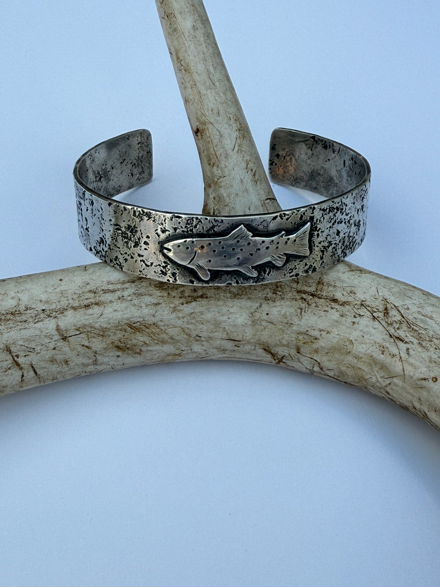 Riverborn Cuff: Sterling Silver Brook Trout