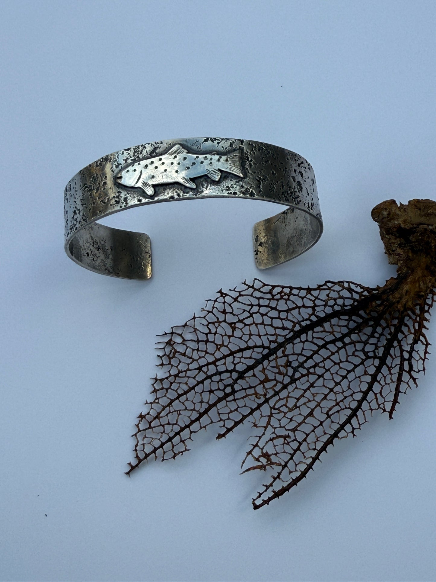 Riverborn Cuff: Sterling Silver Brook Trout