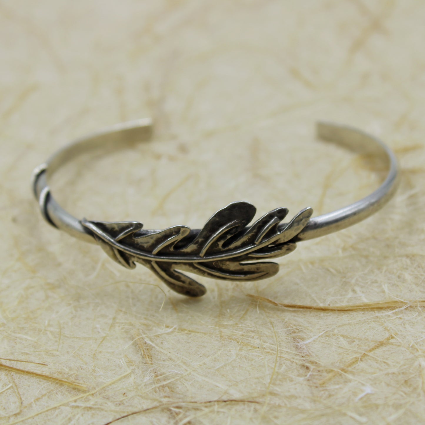 Steadfast Strength: Sterling Silver Handcrafted Oak Leaf Cuff