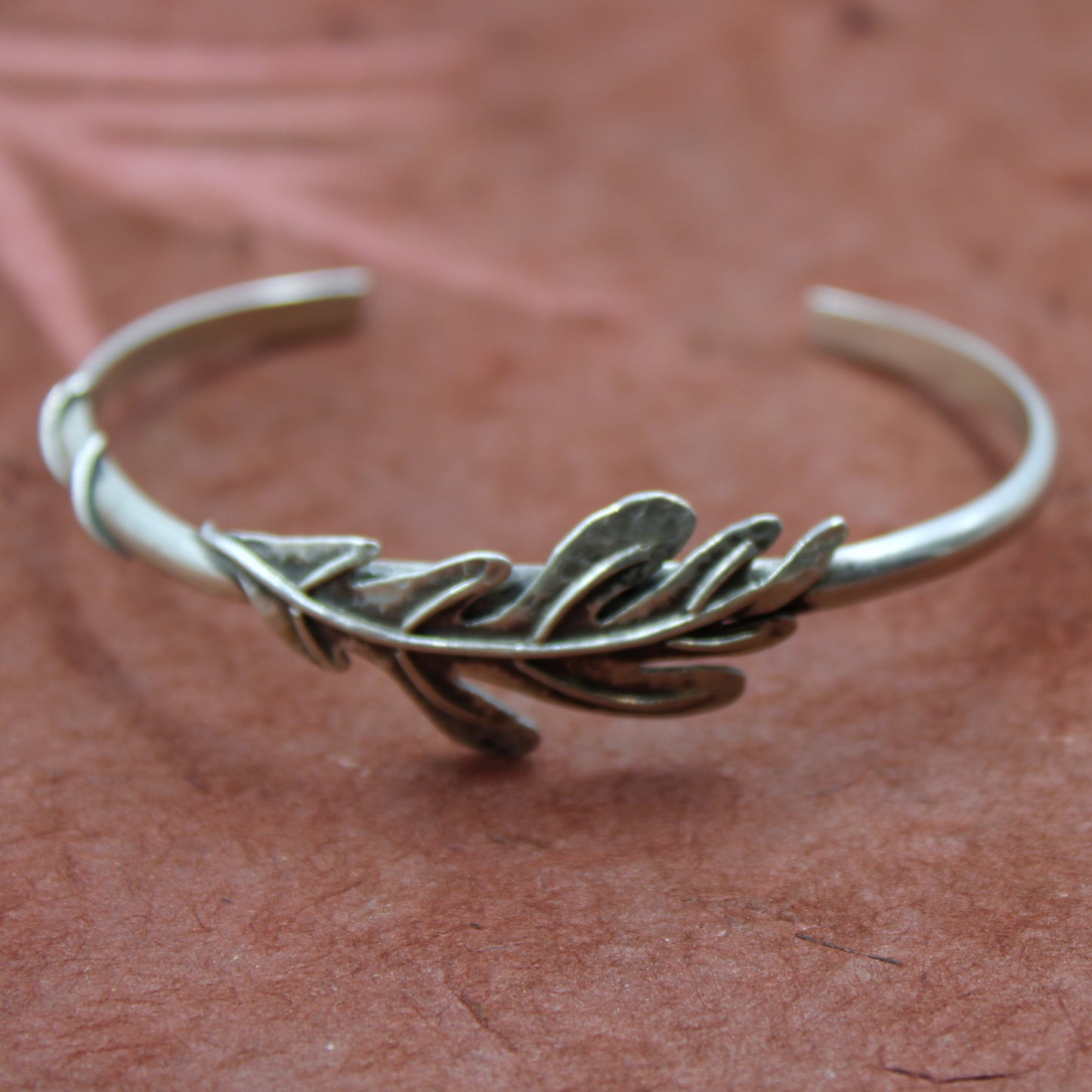 Steadfast Strength: Sterling Silver Handcrafted Oak Leaf Cuff