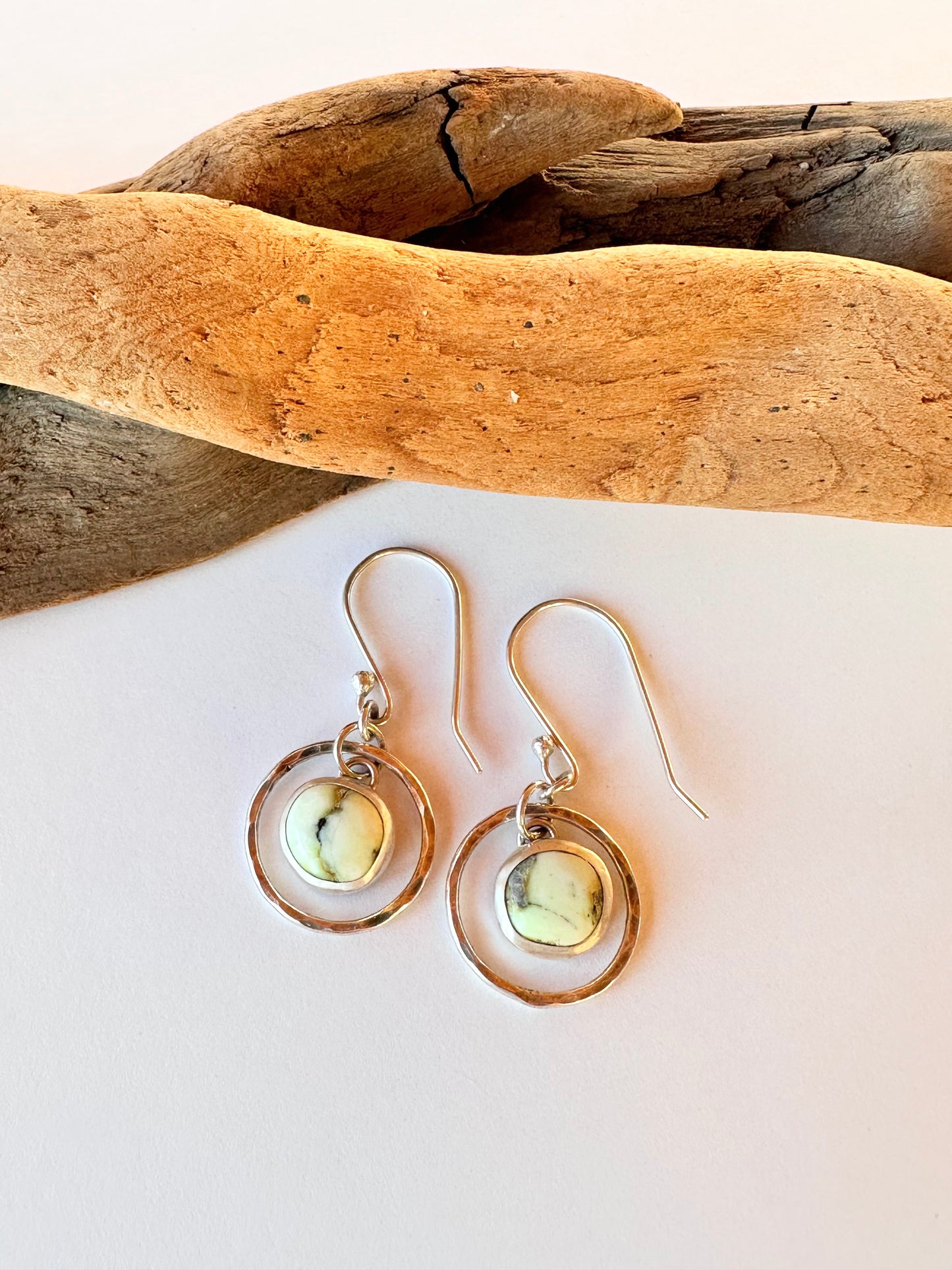 Quiet Mesa Hoops: Sterling Silver & Palomino Variscite Earrings