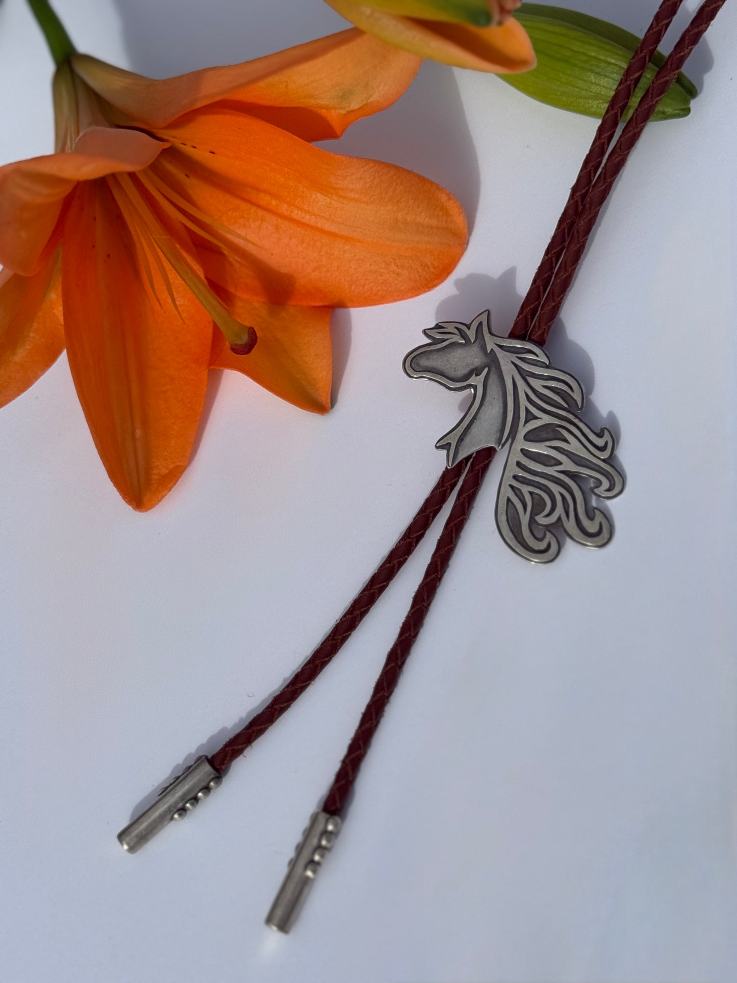 Spirit of the Plains Bolo Tie: Sterling Silver Horse