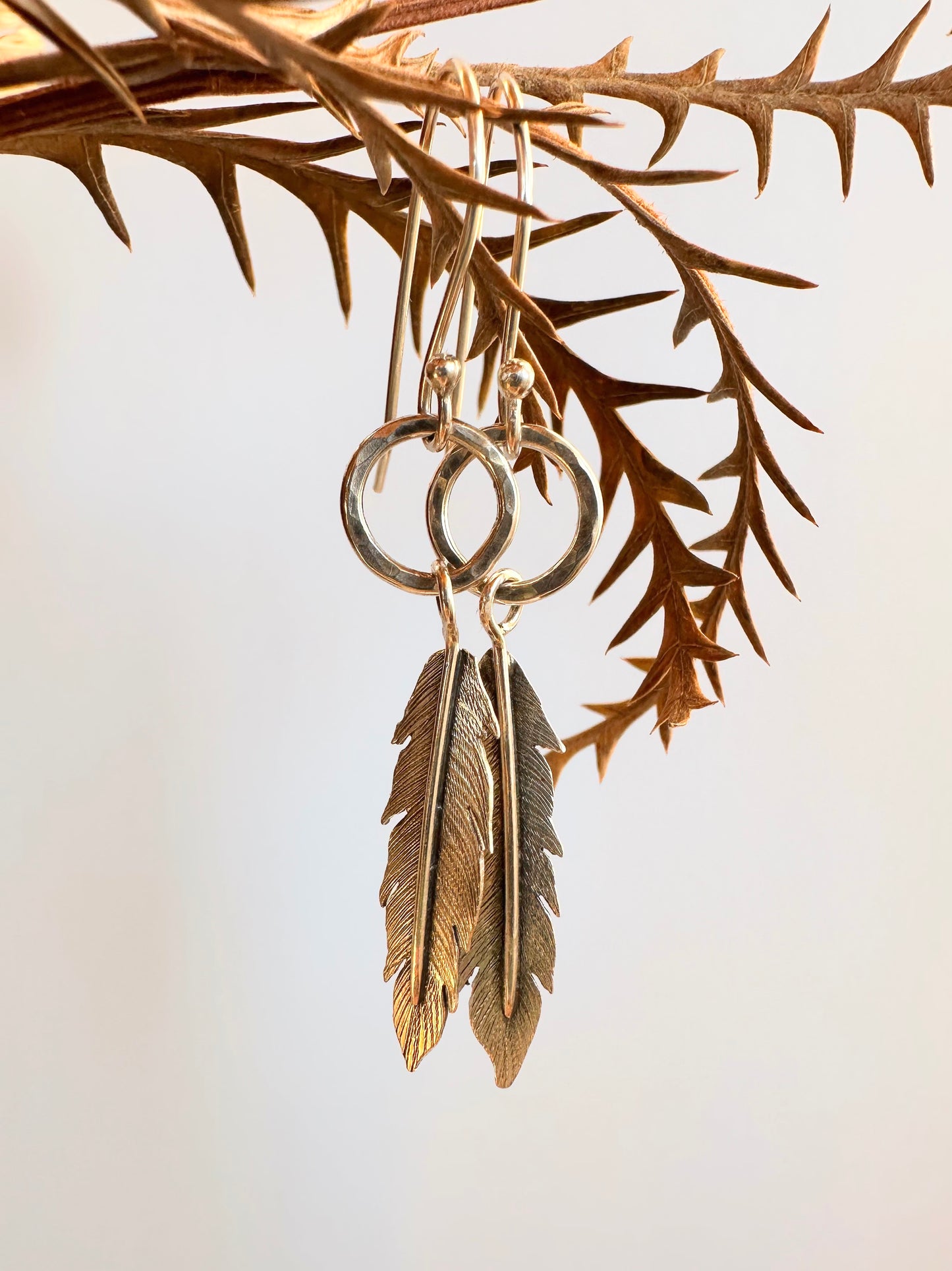 Windborne Feather Hoops: Sterling Silver Earrings