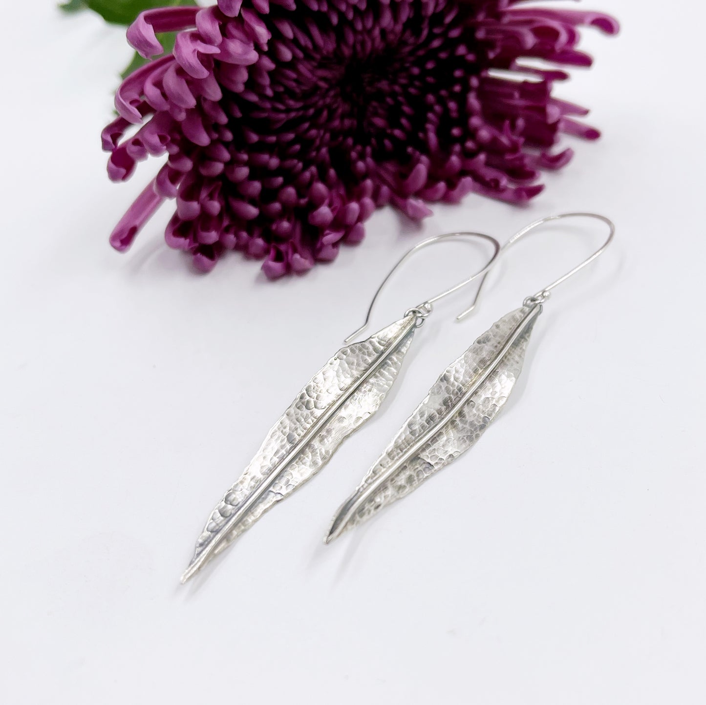 Whispering Willow Earrings: Sterling Silver Willow Leaves