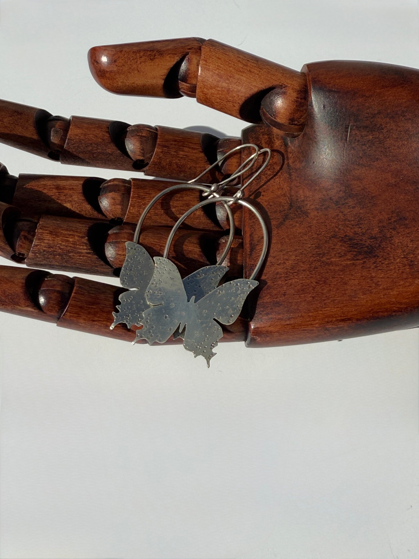 Winged Serenity Hoop Earrings: Sterling Silver Butterflies