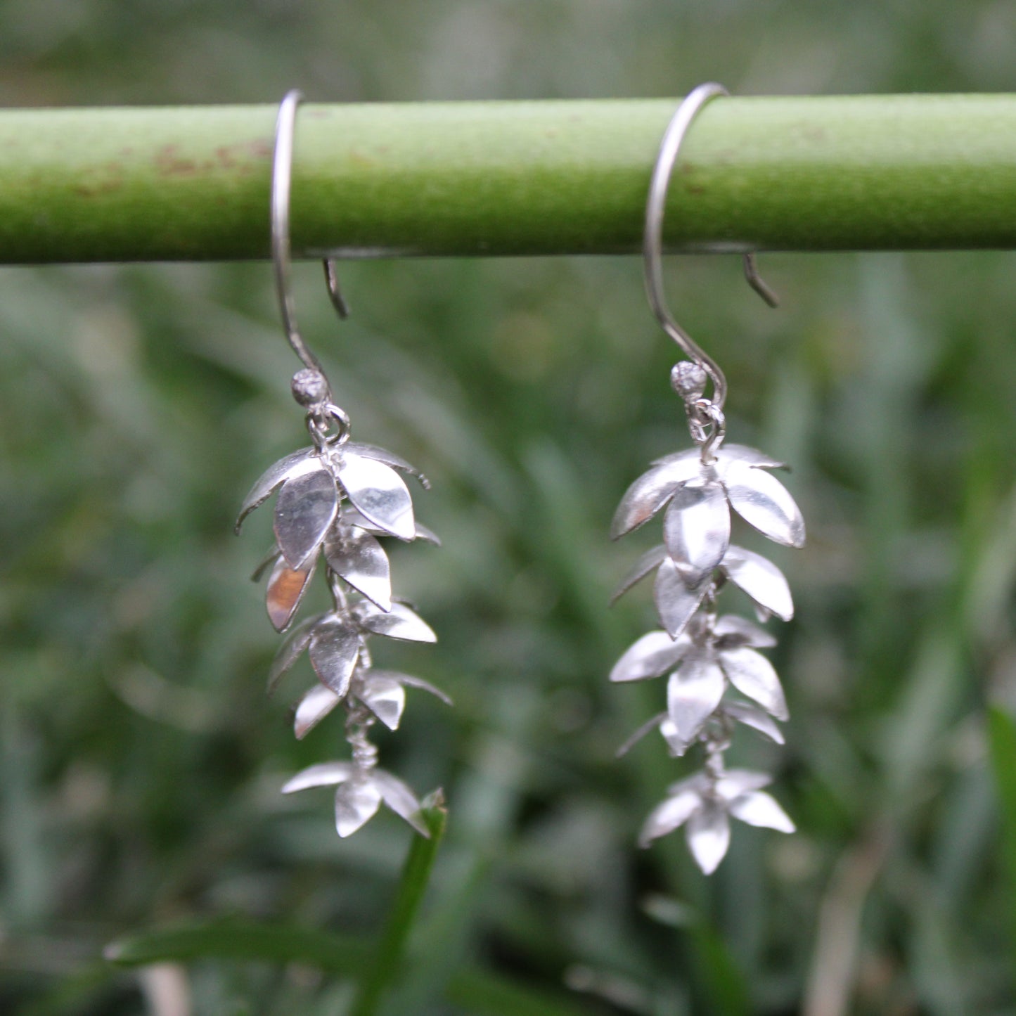Bloom Cascade Earrings: Sterling Silver Flowers