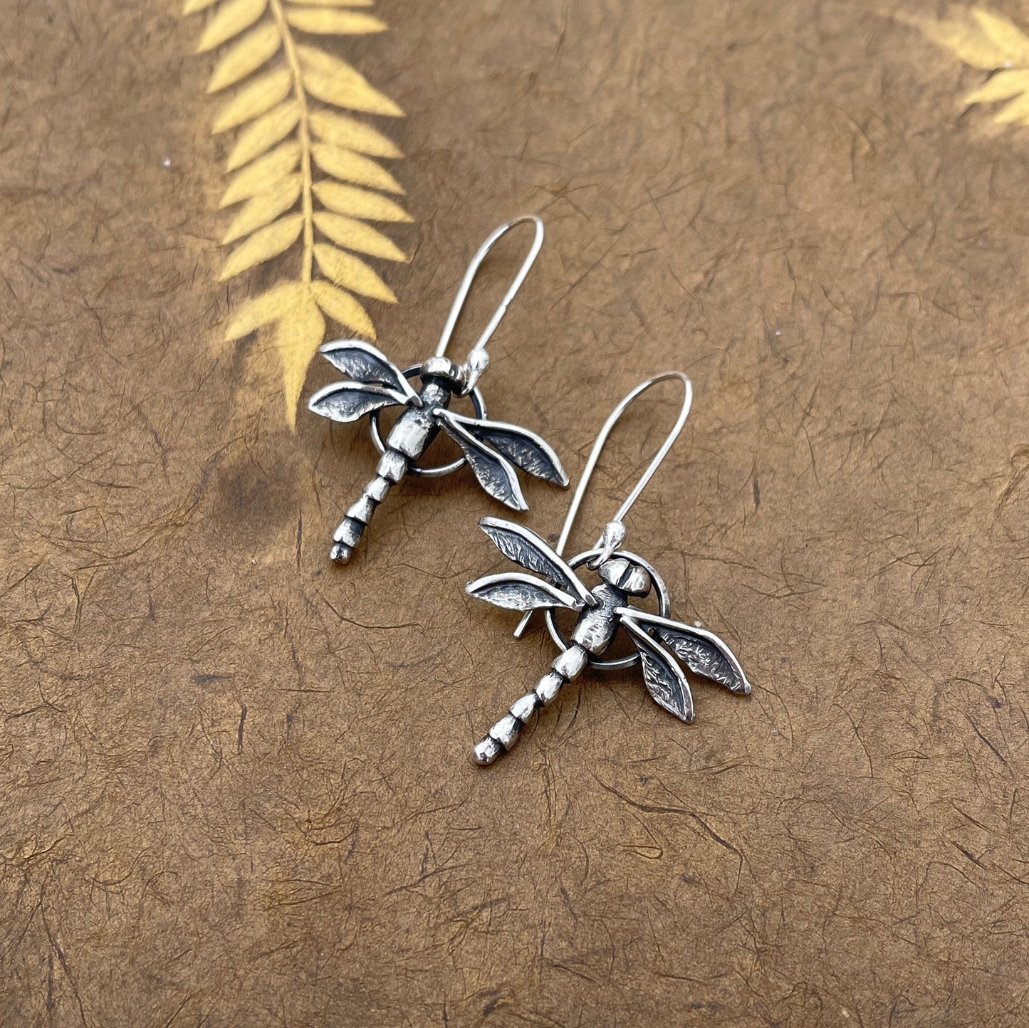 Dancing Wings Earrings: Sterling Silver Dragonflies