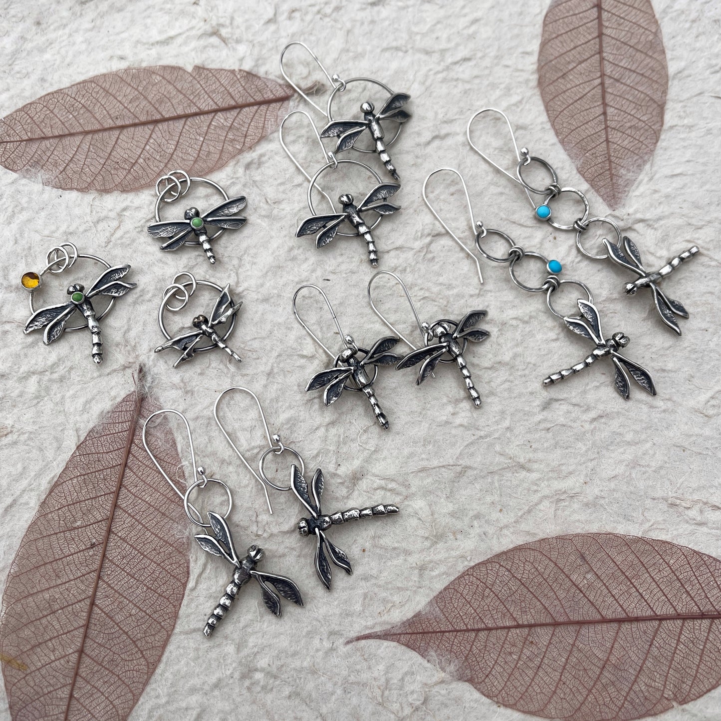 Whispering Wings Dragonfly Earrings: Sterling Silver and Blue Ridge Turquoise