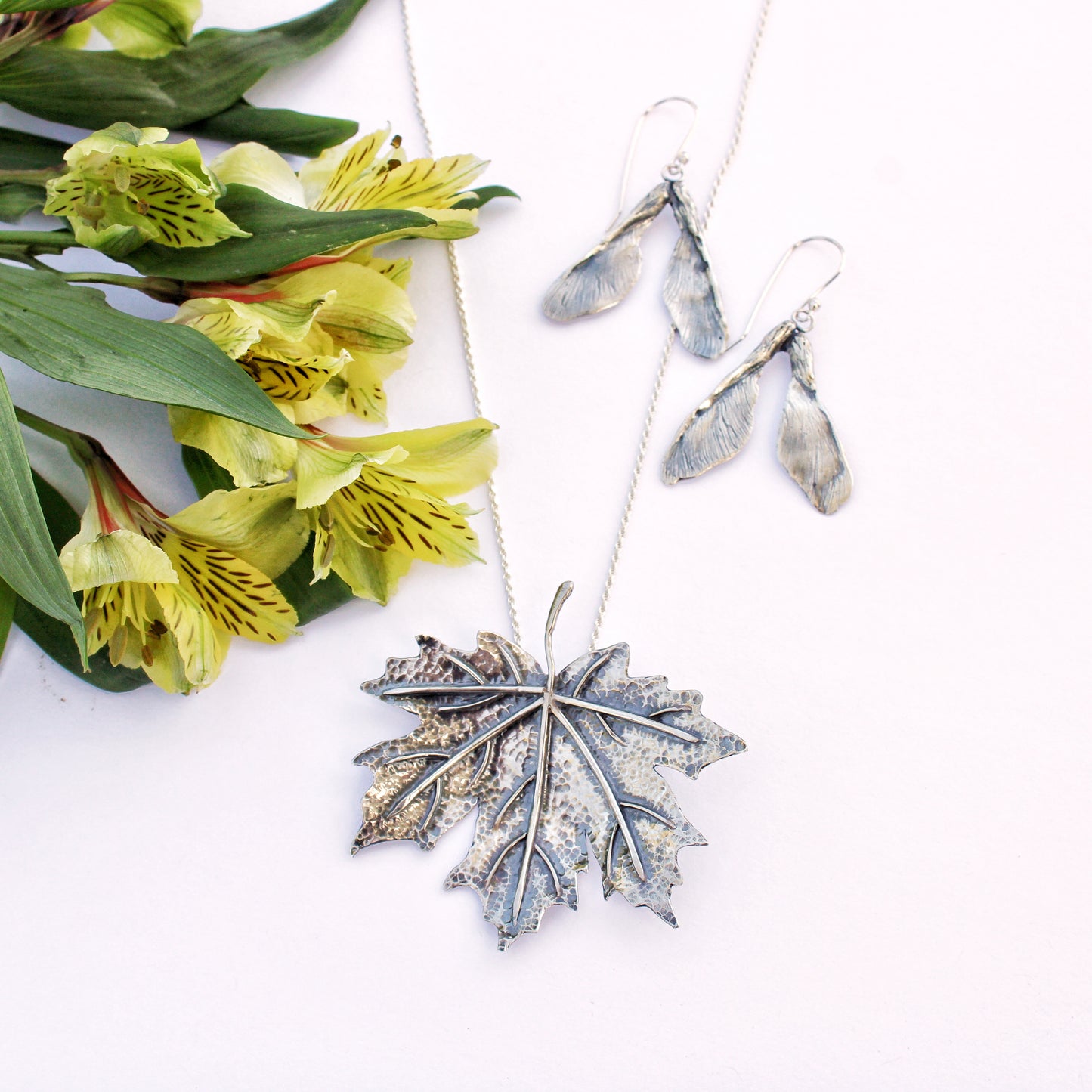 Spirited Seed Earrings: Sterling Silver Maple Samaras