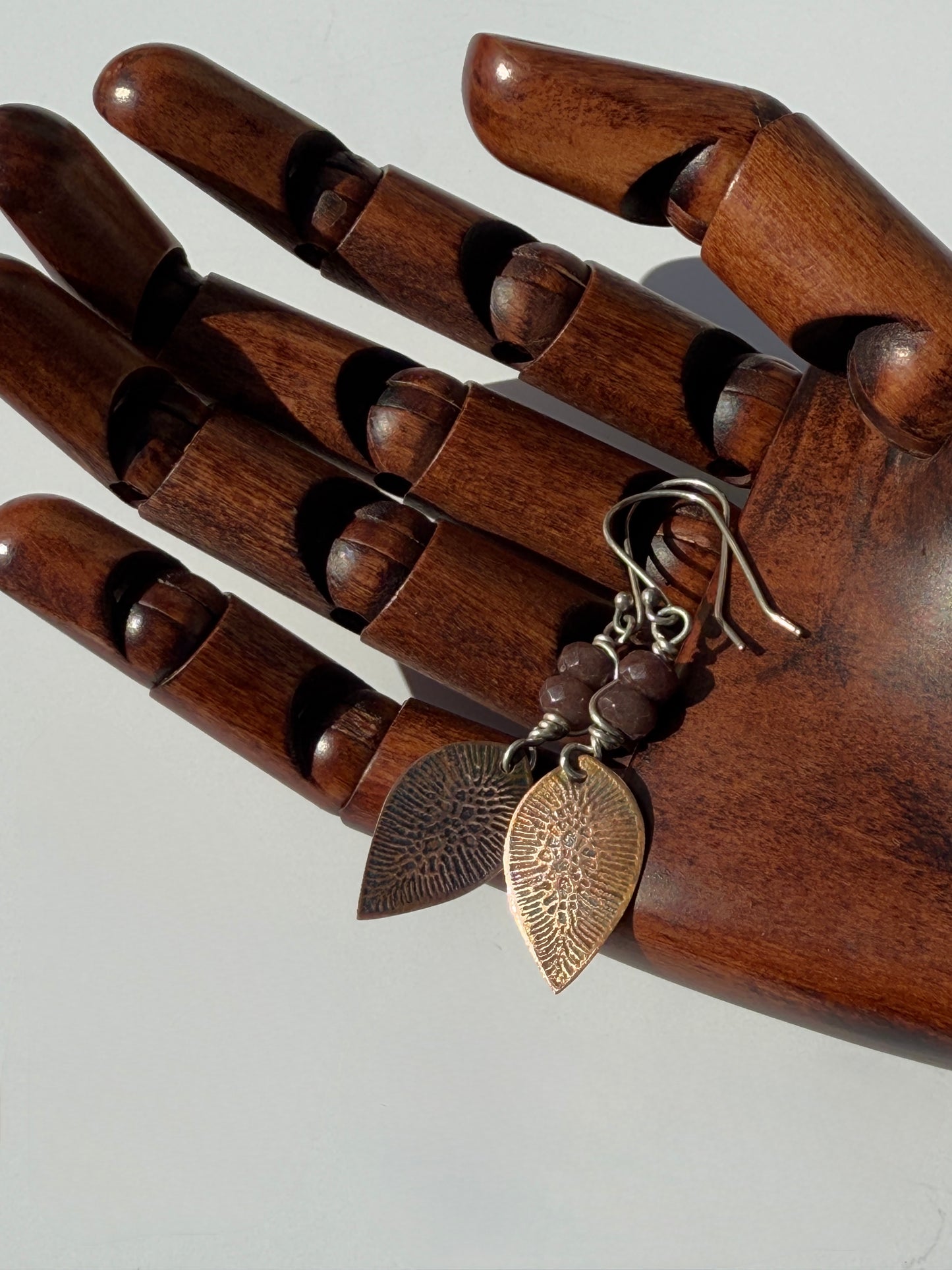 Celestial Fields Earrings: Copper Cell Earrings with Purple Impression Jasper
