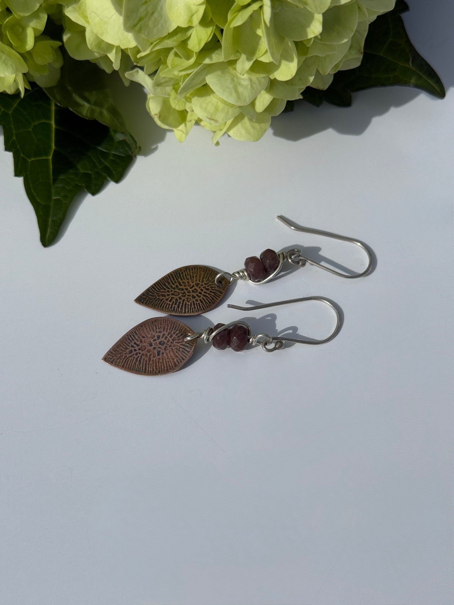 Celestial Fields Earrings: Copper Cell Earrings with Purple Impression Jasper