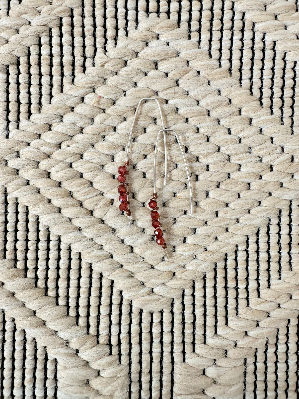 Ember Wish Earrings: Argentium Wishbone Garnet & Sterling Silver