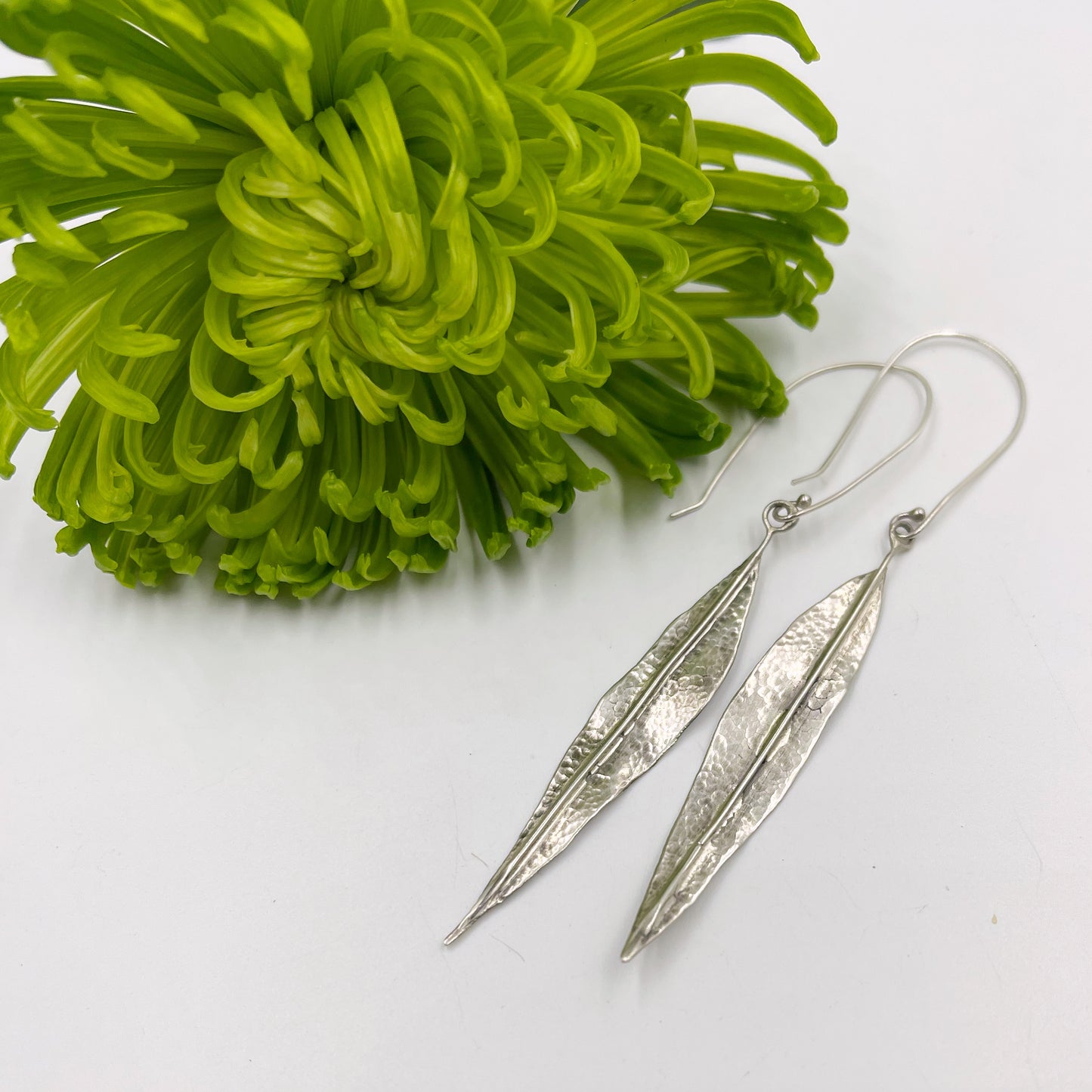 Whispering Willow Earrings: Sterling Silver Willow Leaves