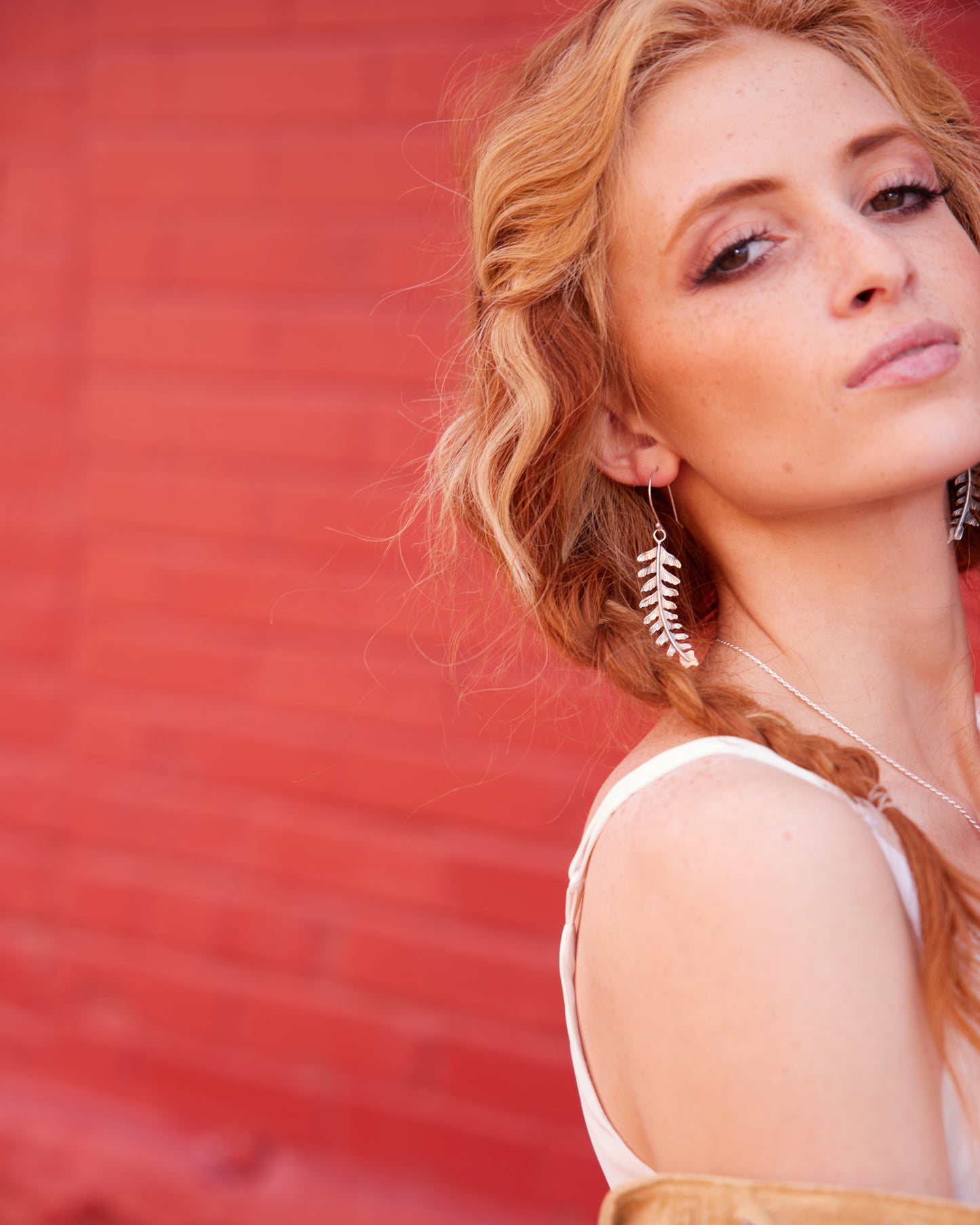 Maiden Grace Earrings: Sterling Silver Maidenhair Fern Leaves