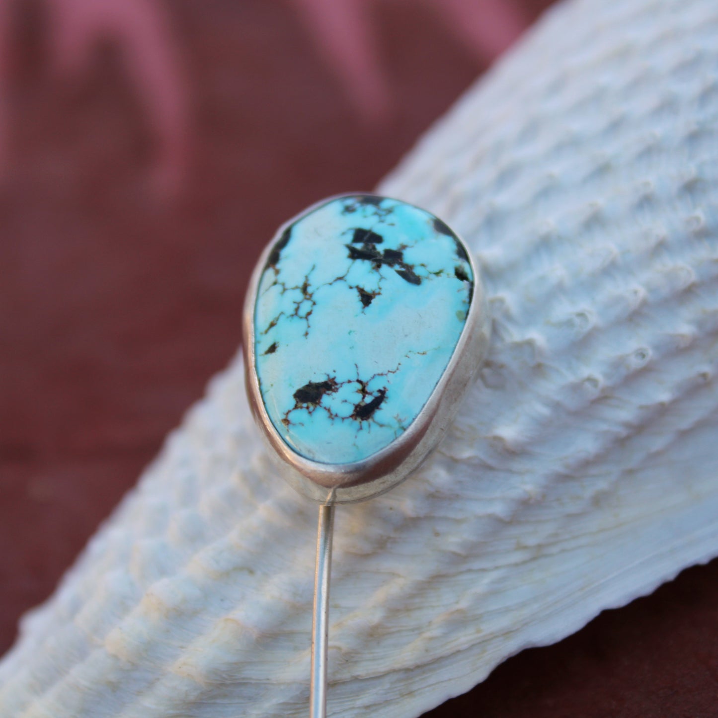 Azure Ridge Straight Pin: Sterling Silver & Blue Mountain Bouled Turquoise