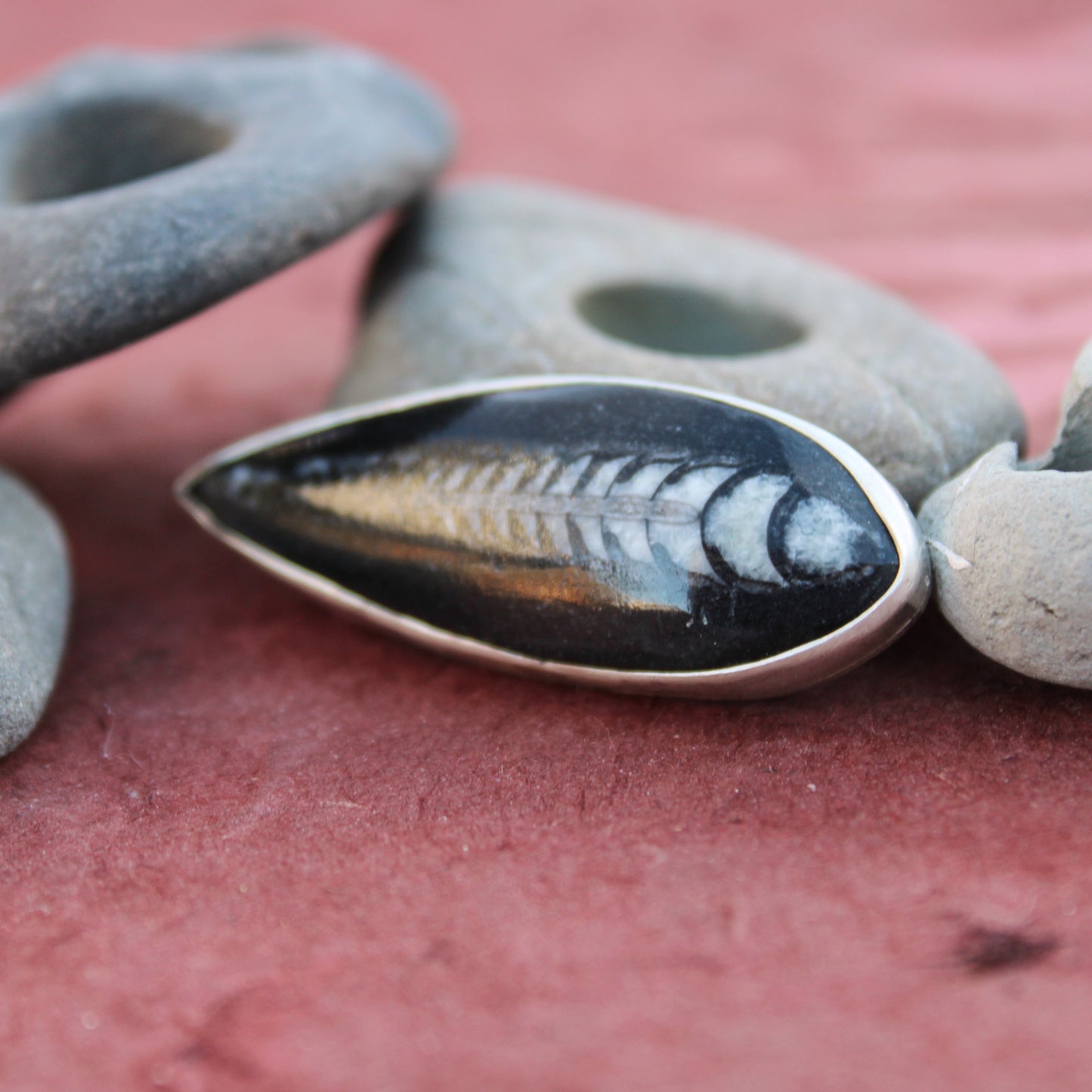 Ancient Currents Pin: Sterling Silver & Orthoceros