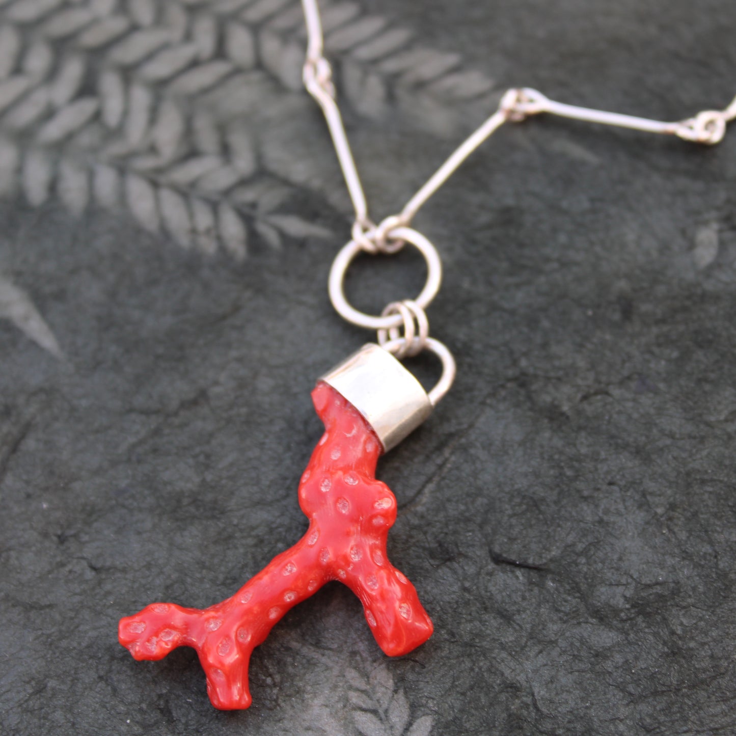 Red Coral Serenity Necklace: Sterling Silver & Vintage Italian Red Coral