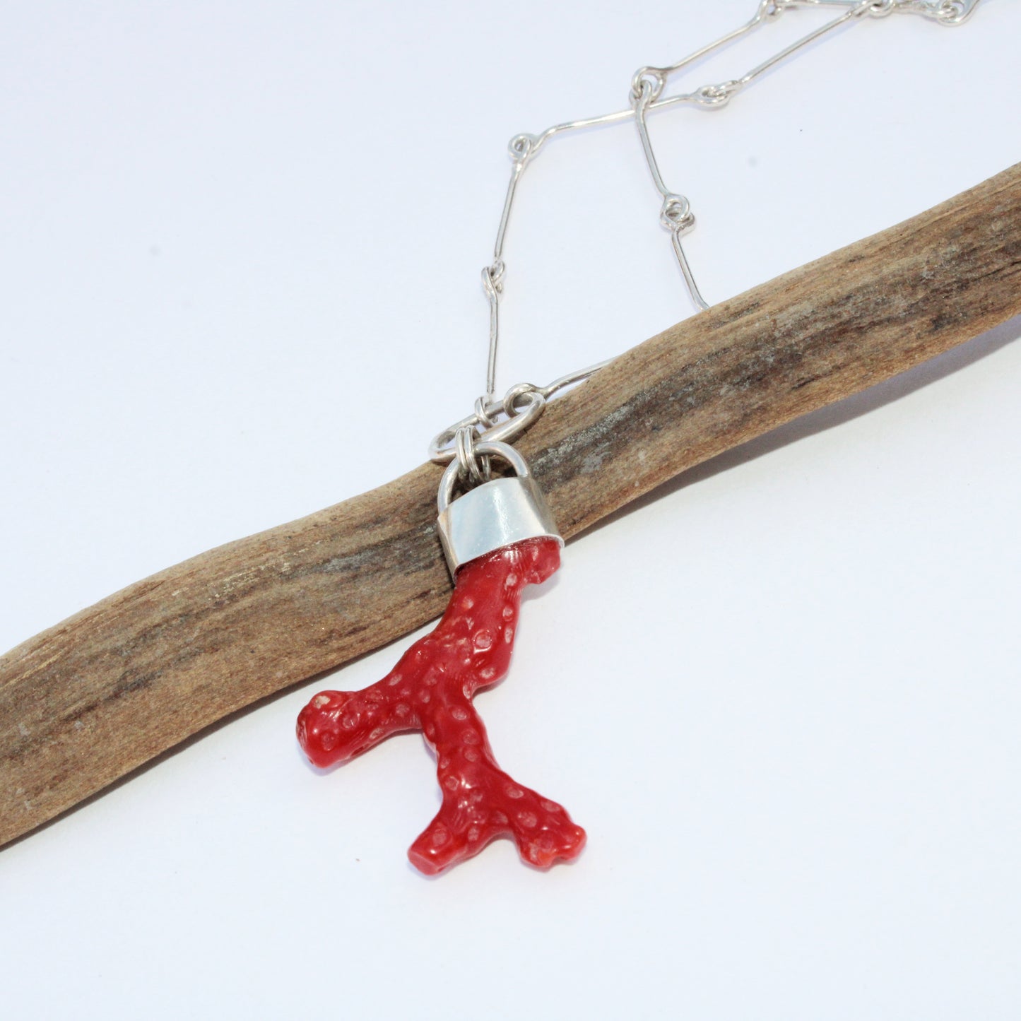 Red Coral Serenity Necklace: Sterling Silver & Vintage Italian Red Coral