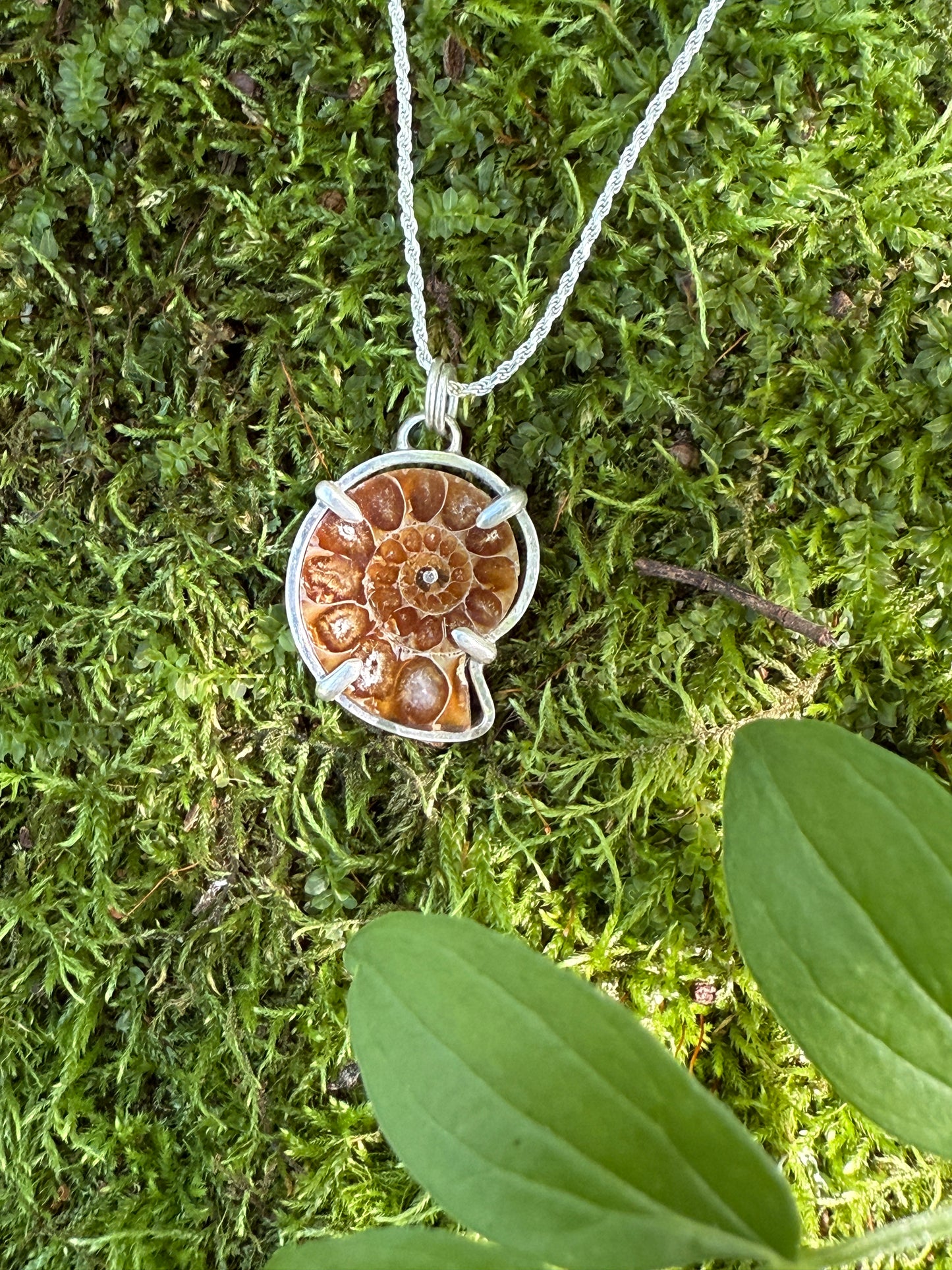 Eternal Spiral: Sterling Silver & Ammonite Pendant