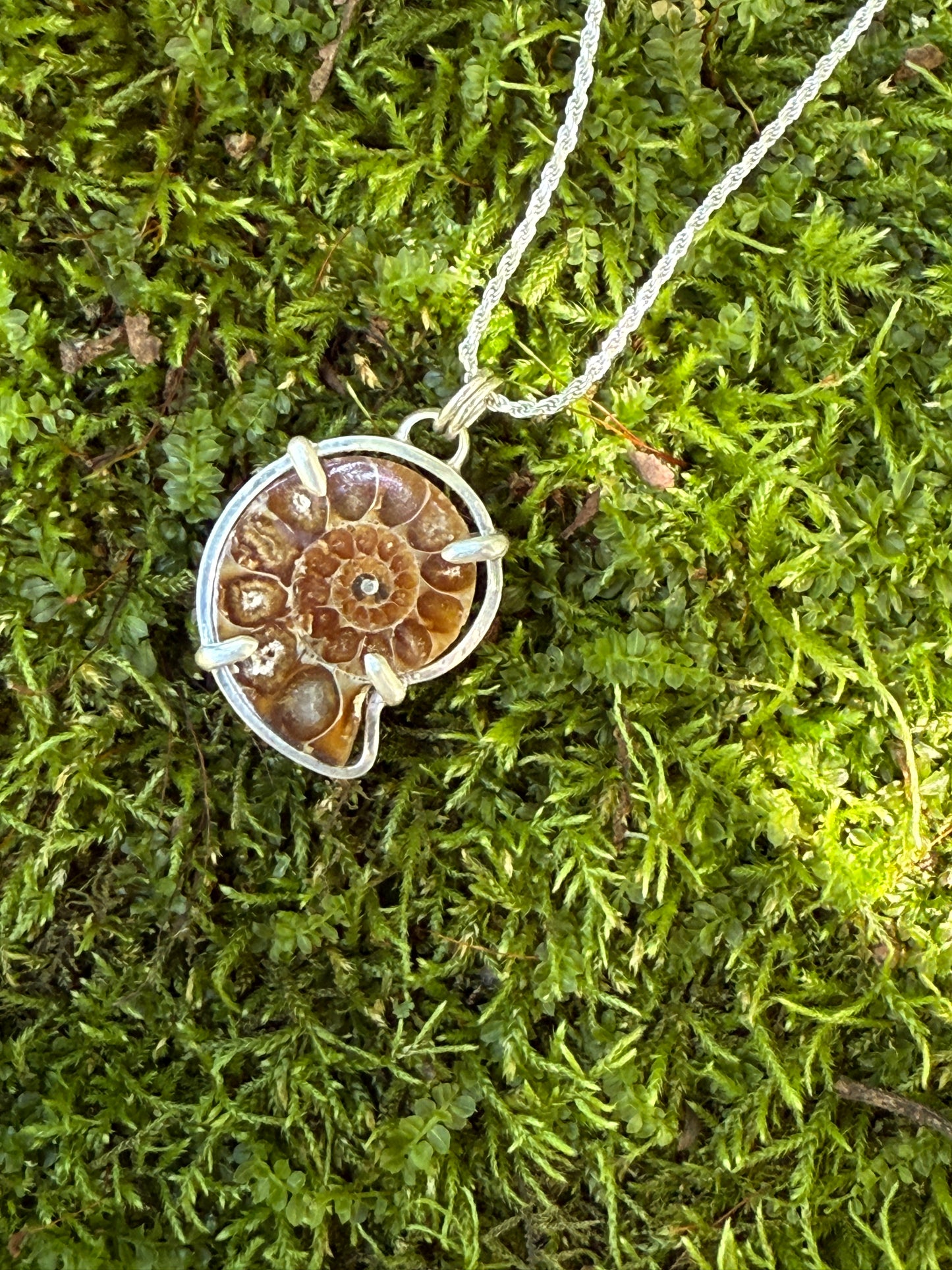 Eternal Spiral: Sterling Silver & Ammonite Pendant