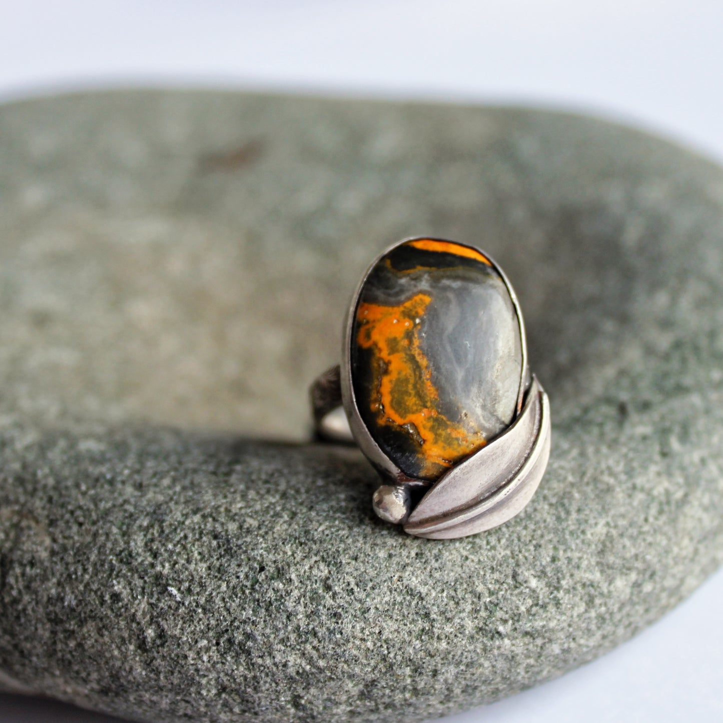 Golden Meadow Ring: Sterling Silver & Bumblebee Jasper - size 5.25