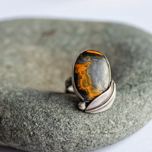 Golden Meadow Ring: Sterling Silver & Bumblebee Jasper - size 5.25