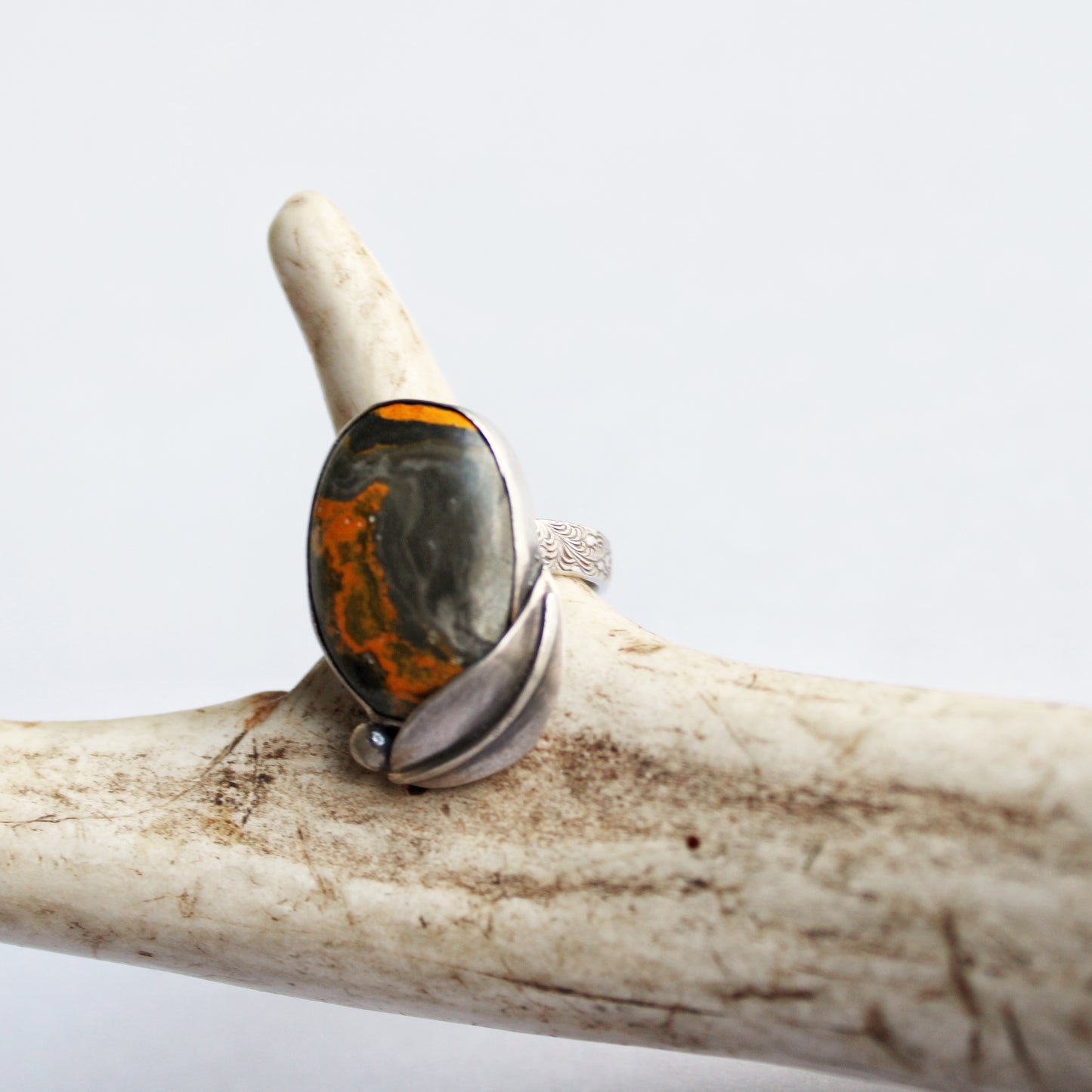 Golden Meadow Ring: Sterling Silver & Bumblebee Jasper - size 5.25