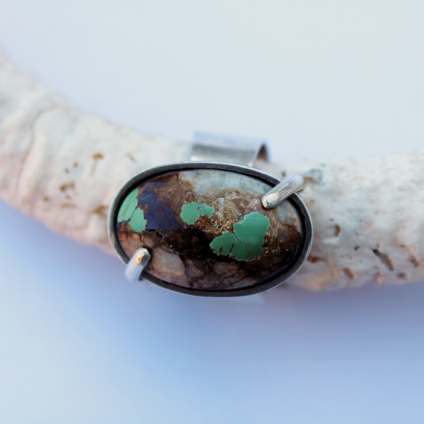 Riverbend Ring: Sterling Silver & Royston Ribbon Turquoise - size 9.75