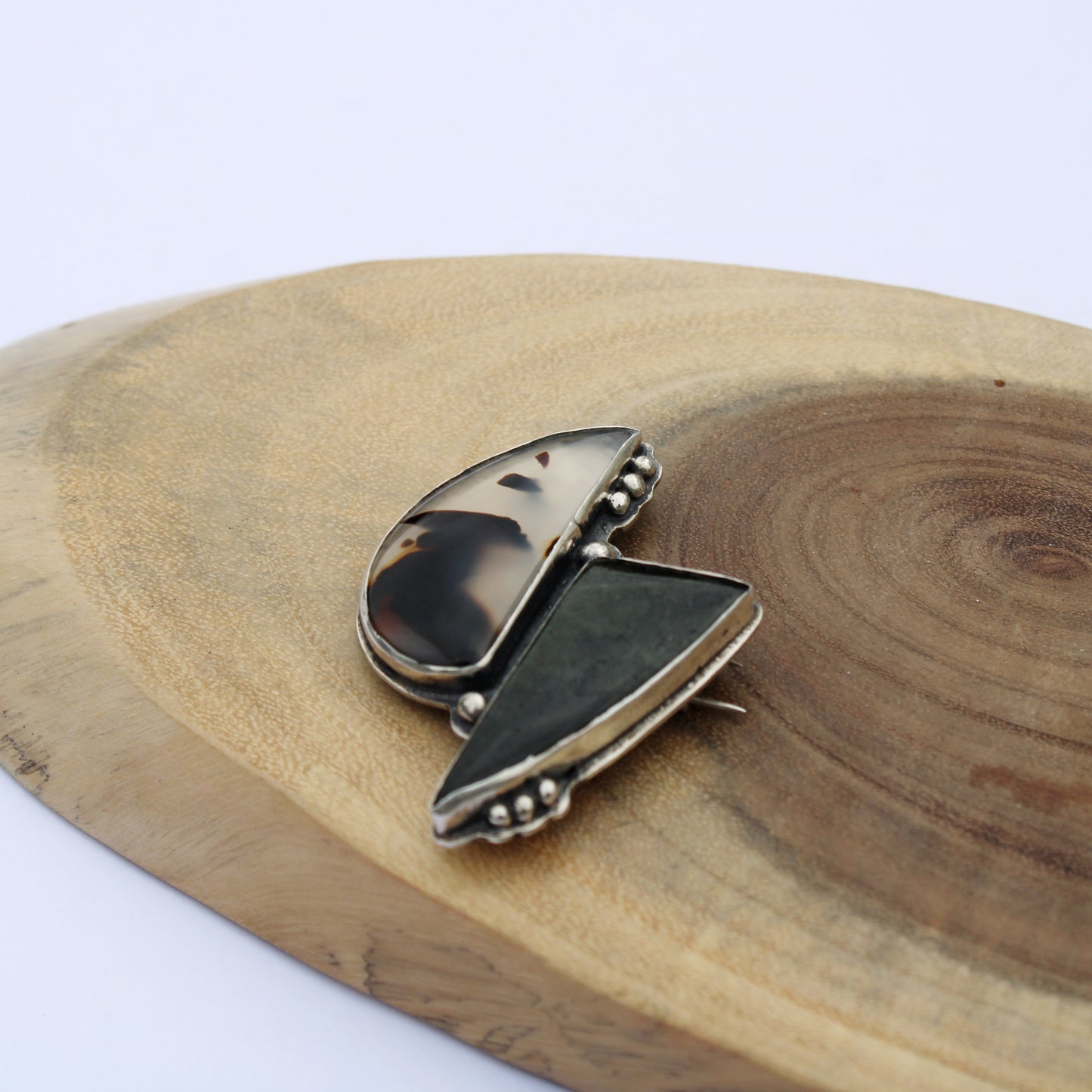 Riverstone Harmony Pin: Wyoming Jade and Montana Agate