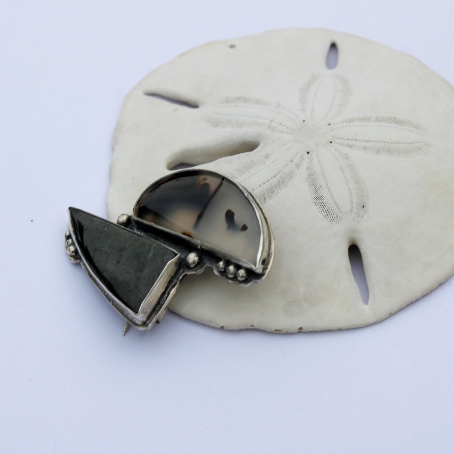 Riverstone Harmony Pin: Wyoming Jade and Montana Agate