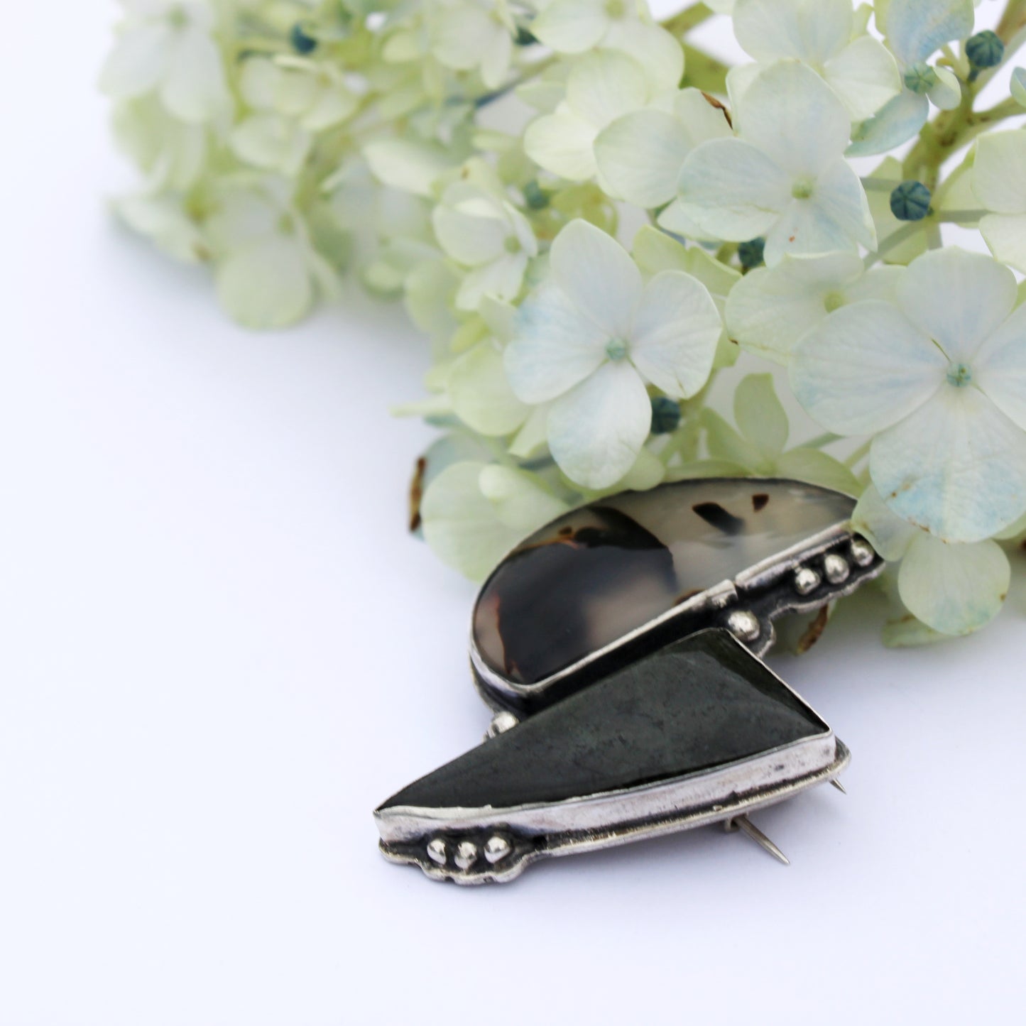 Riverstone Harmony Pin: Wyoming Jade and Montana Agate