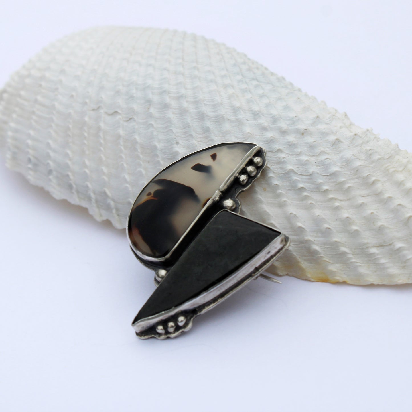 Riverstone Harmony Pin: Wyoming Jade and Montana Agate