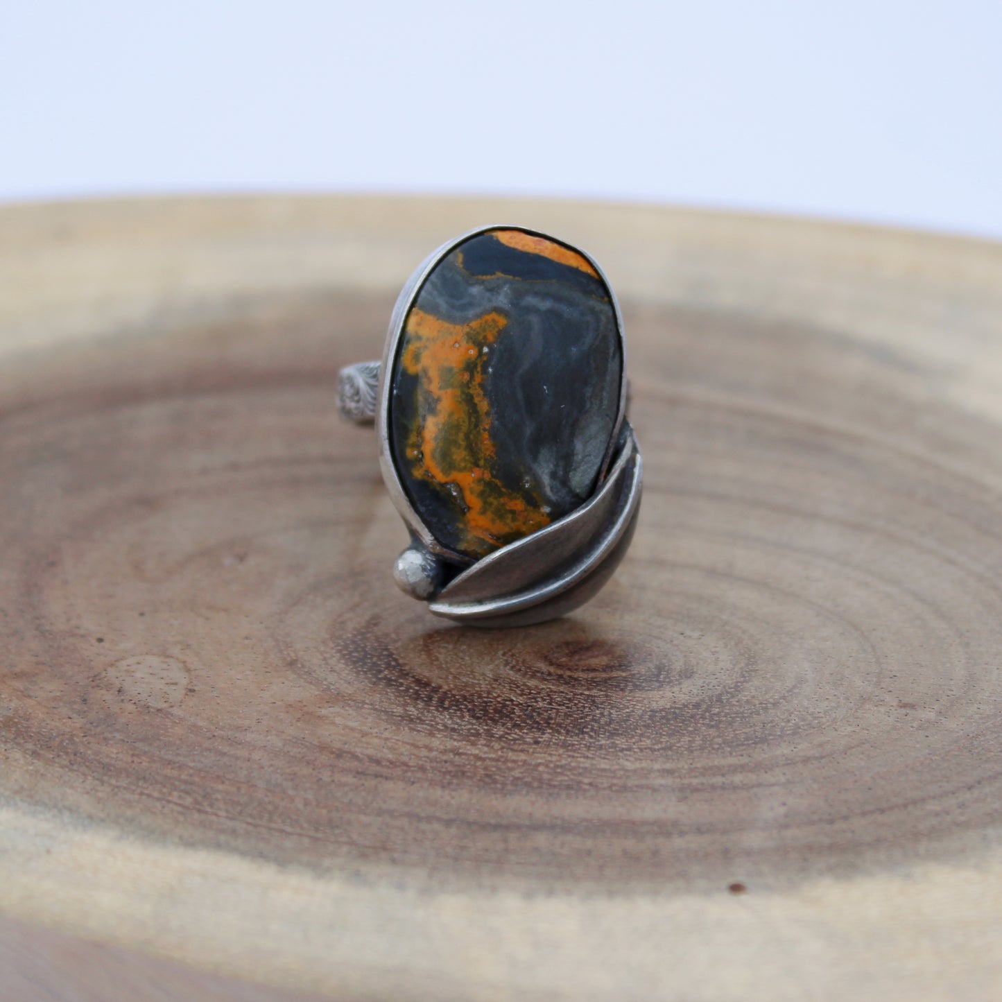 Golden Meadow Ring: Sterling Silver & Bumblebee Jasper - size 5.25