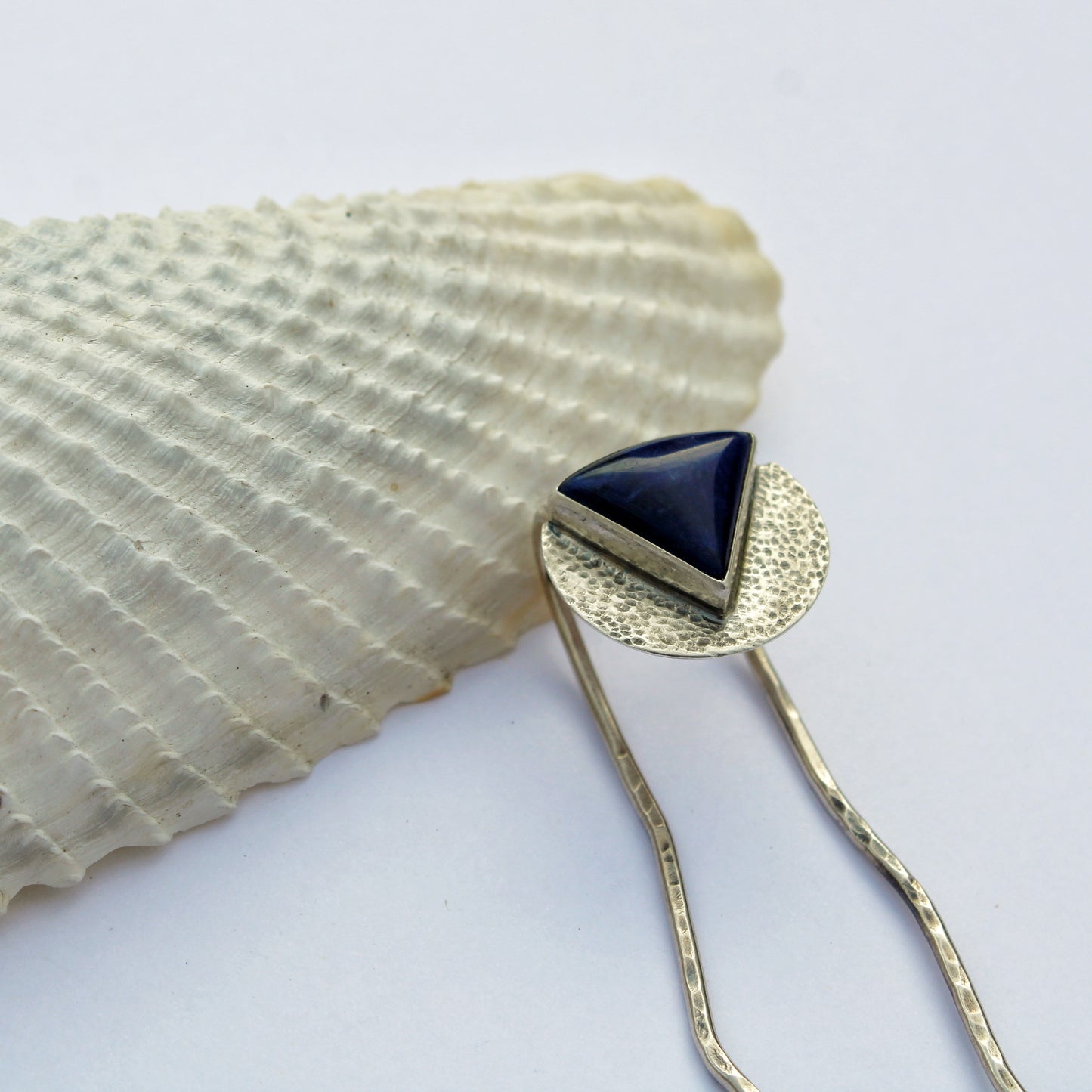 Midnight Peak Hair Fork: Sterling Silver & Sodalite