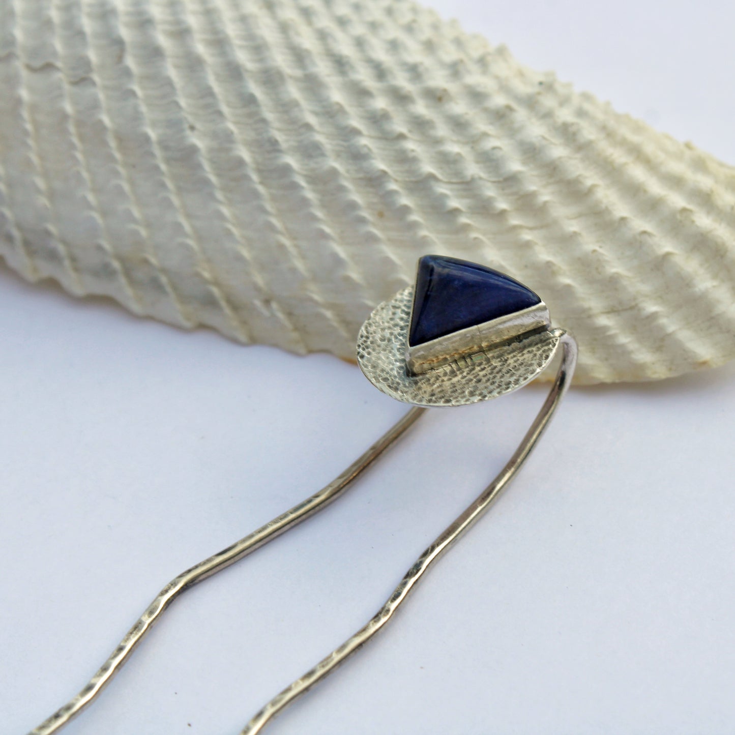 Midnight Peak Hair Fork: Sterling Silver & Sodalite
