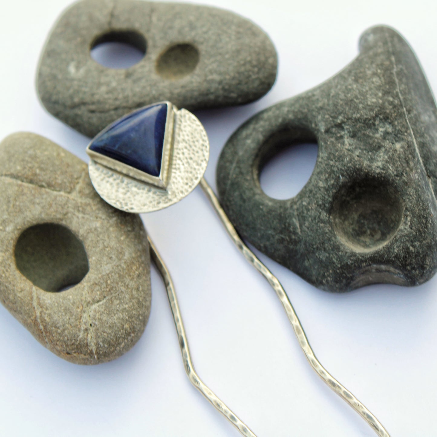 Midnight Peak Hair Fork: Sterling Silver & Sodalite