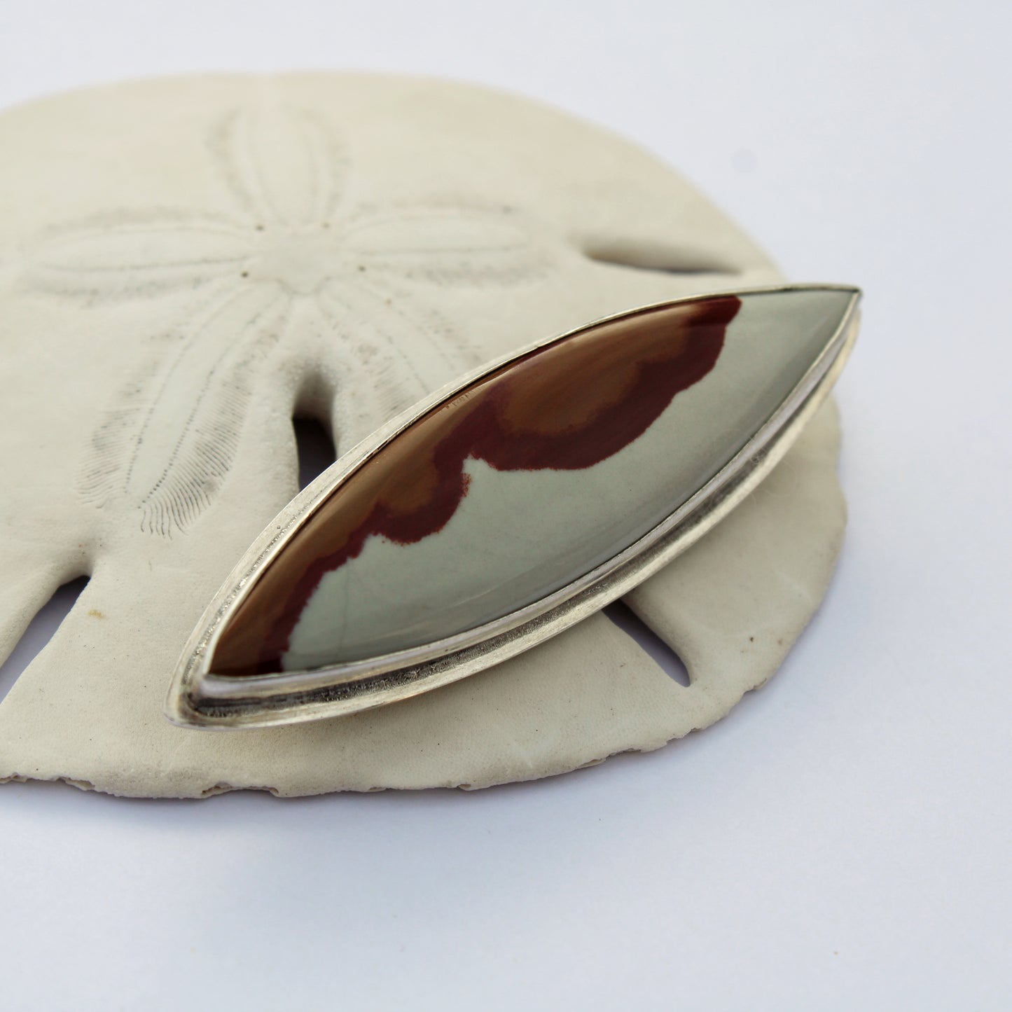 Desert Serenity Pin: Sterling Silver & Owyhee Jasper