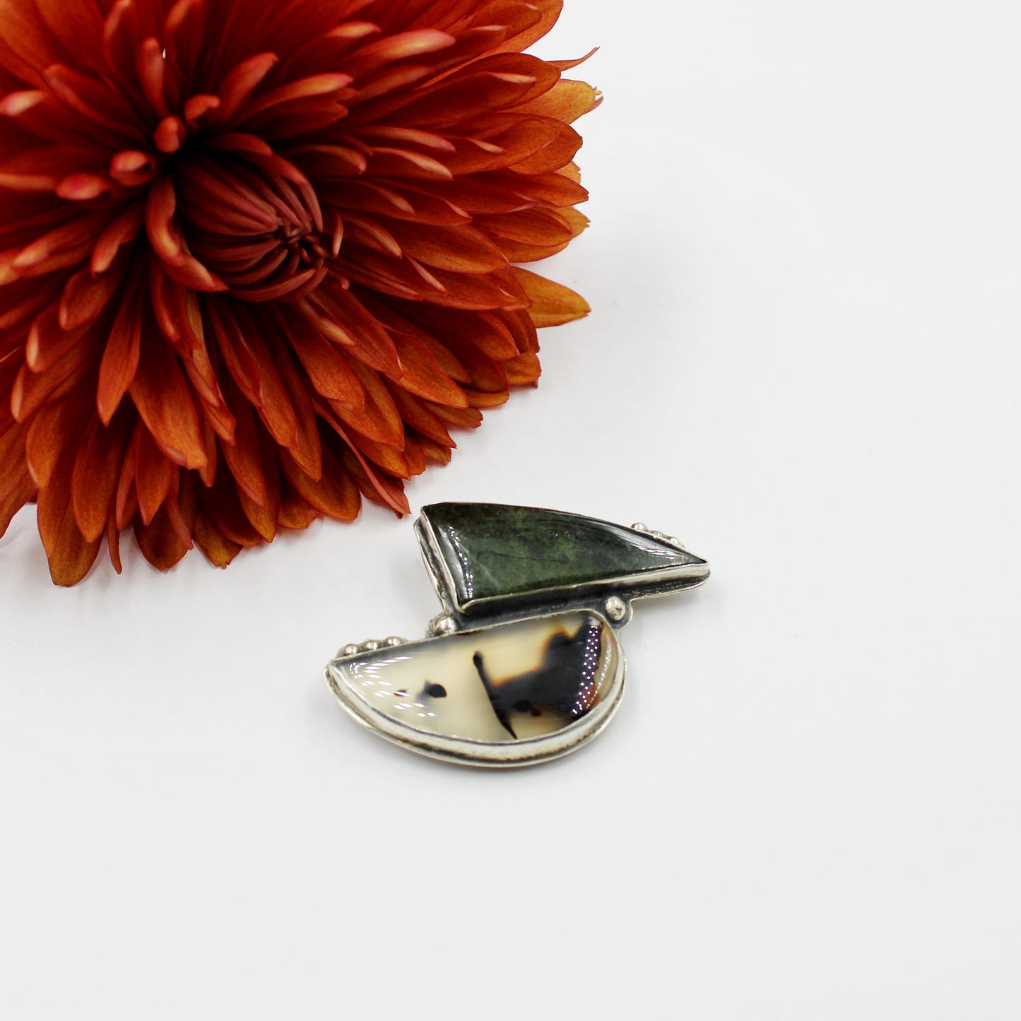 Riverstone Harmony Pin: Wyoming Jade and Montana Agate