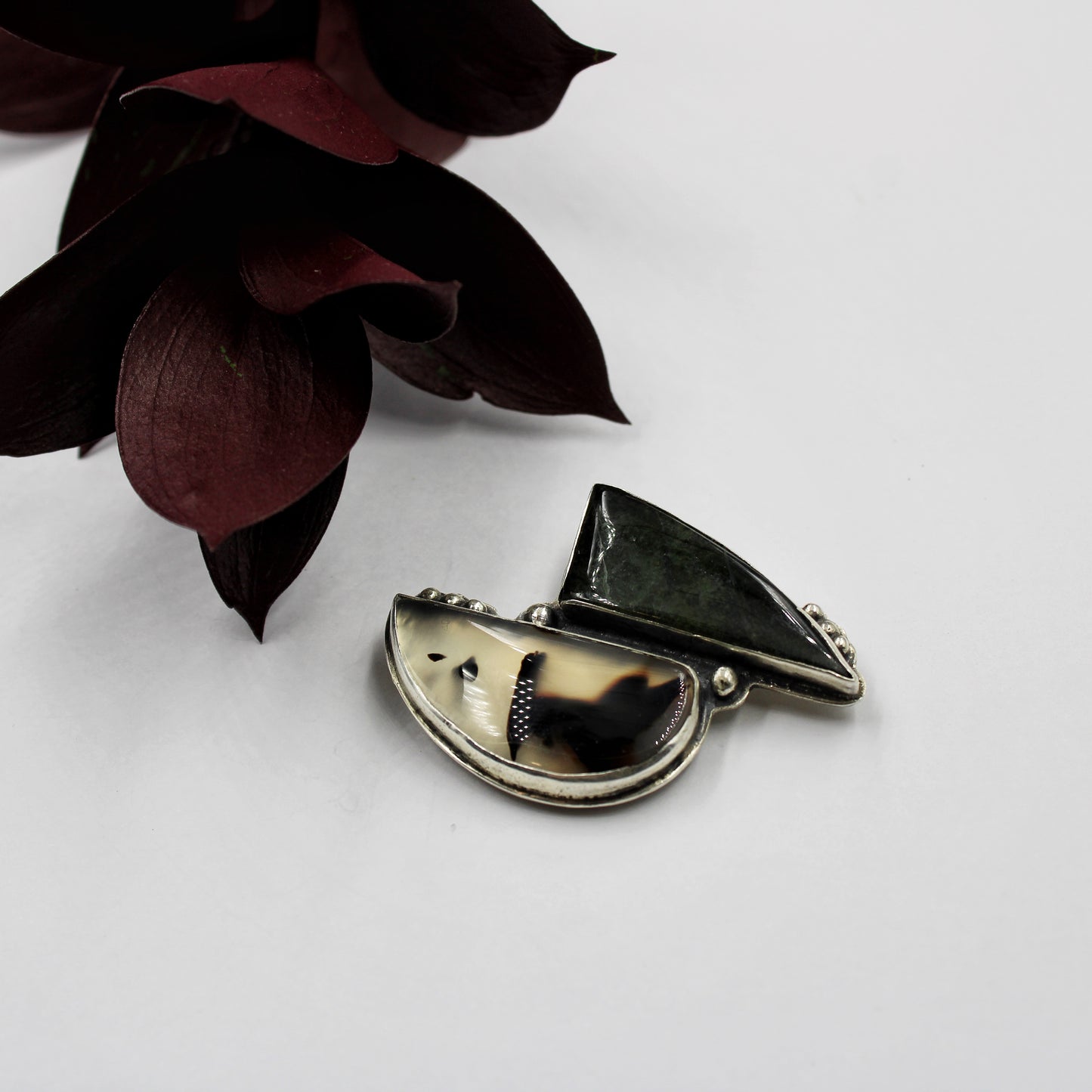 Riverstone Harmony Pin: Wyoming Jade and Montana Agate