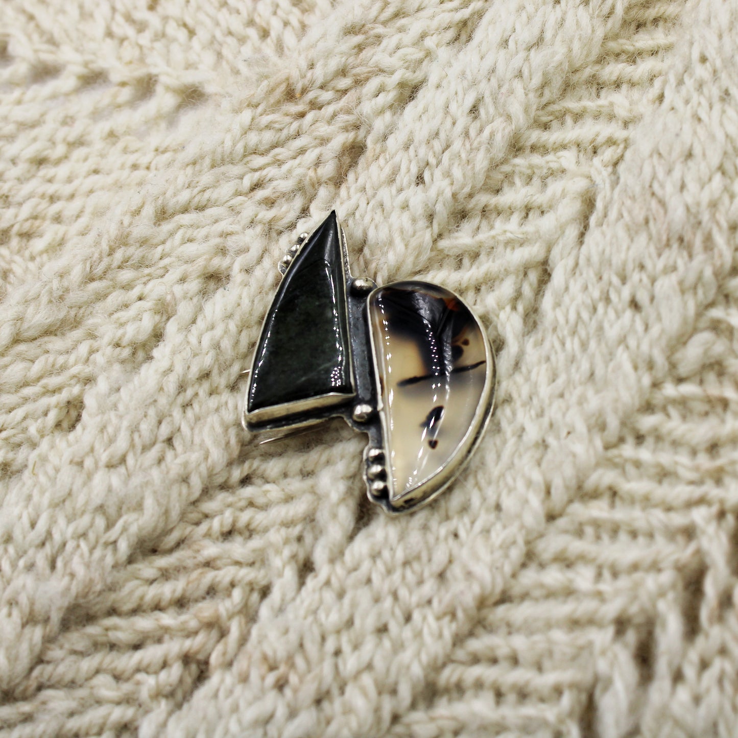 Riverstone Harmony Pin: Wyoming Jade and Montana Agate