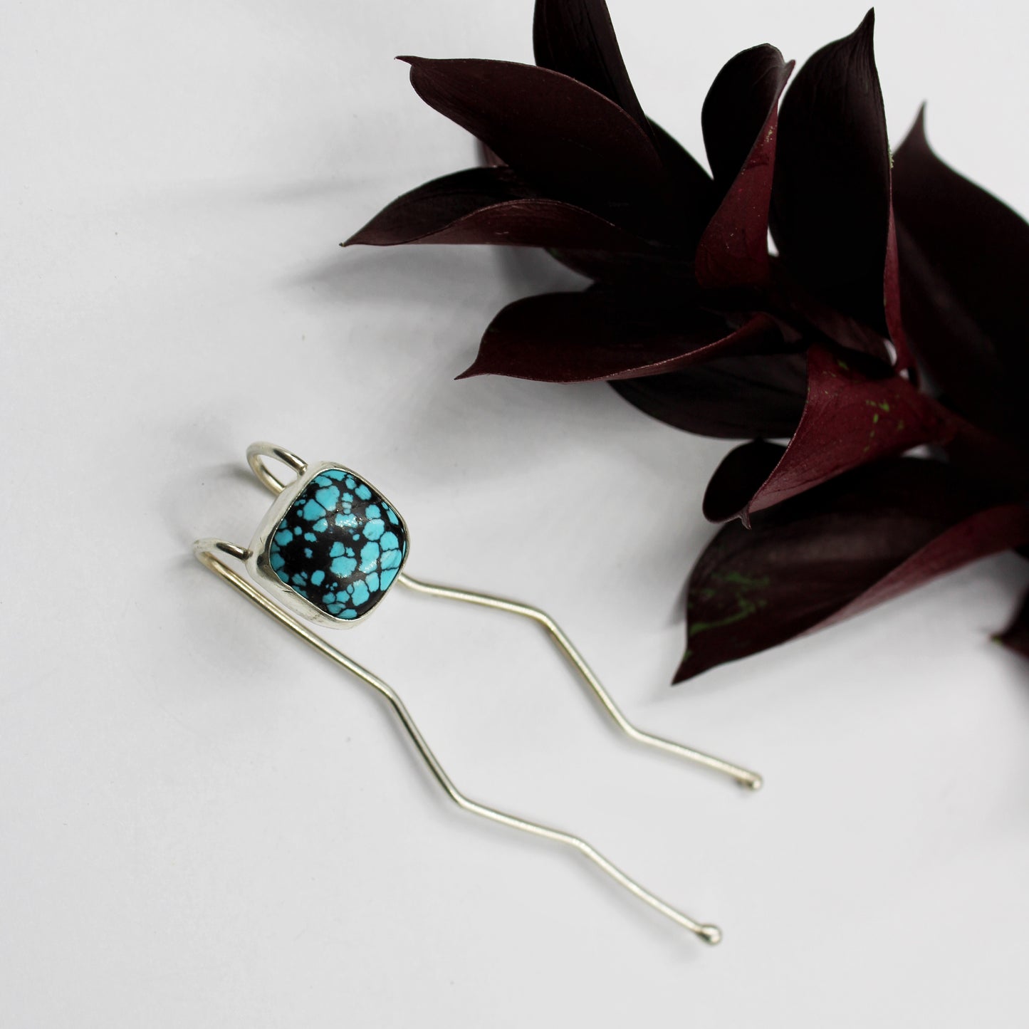 Stillwater Hair Fork: Sterling Silver & White Mountain Turquoise