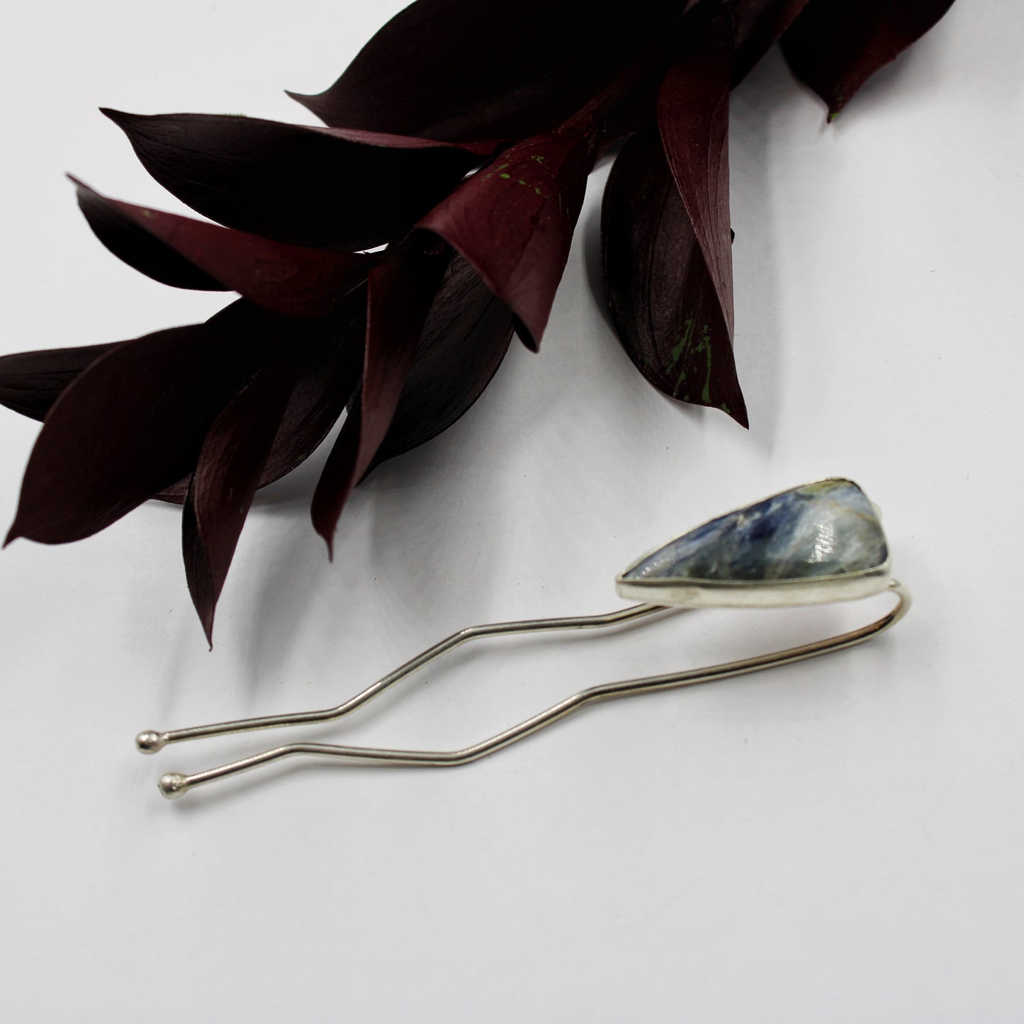 Stormsong Hair Fork: Sterling Silver & Pietersite