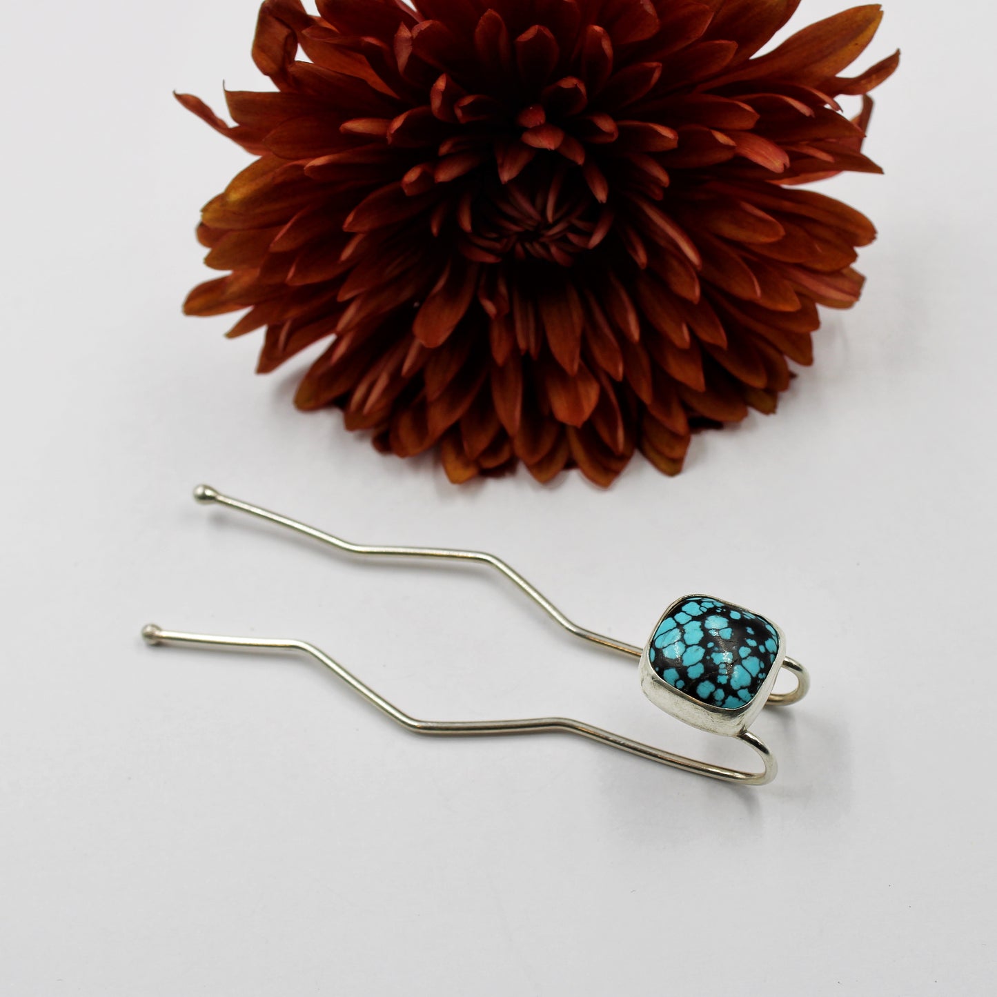 Stillwater Hair Fork: Sterling Silver & White Mountain Turquoise